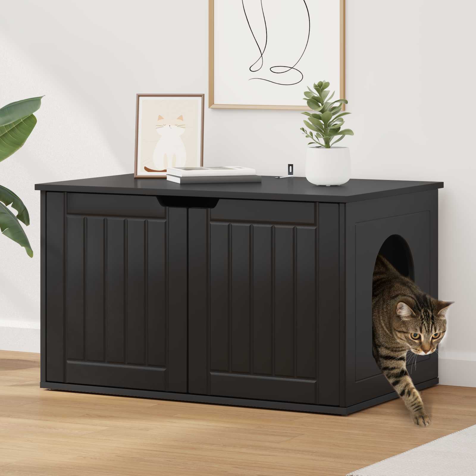 Casa per Gatti Nero 85 x 55 x 50,5 cm Legno ingegnerizzato