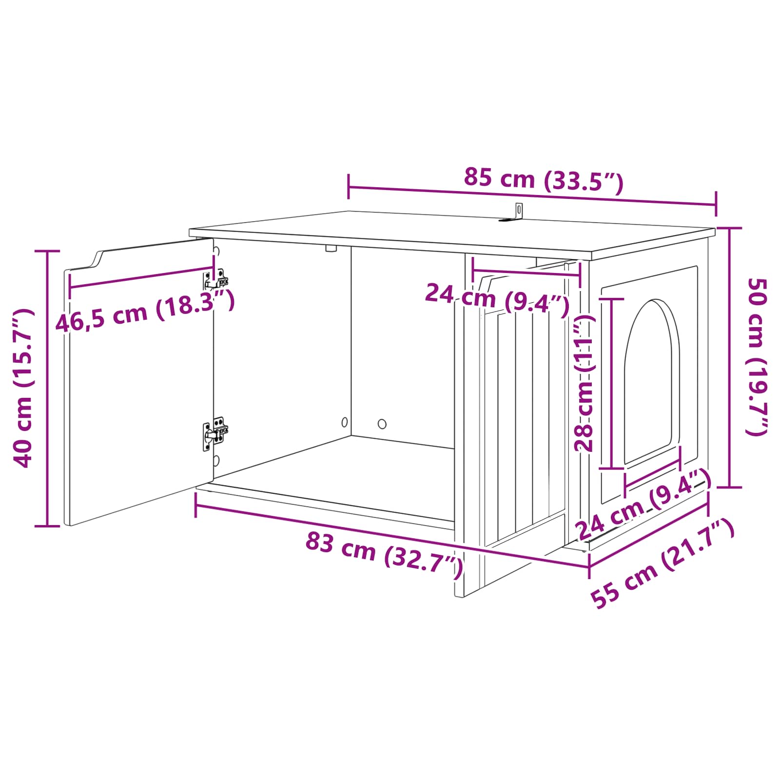 Casa per Gatti Nero 85 x 55 x 50,5 cm Legno ingegnerizzato