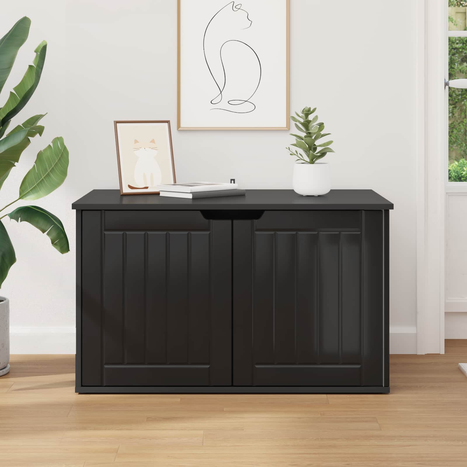 Casa per Gatti Nero 85 x 55 x 50,5 cm Legno ingegnerizzato