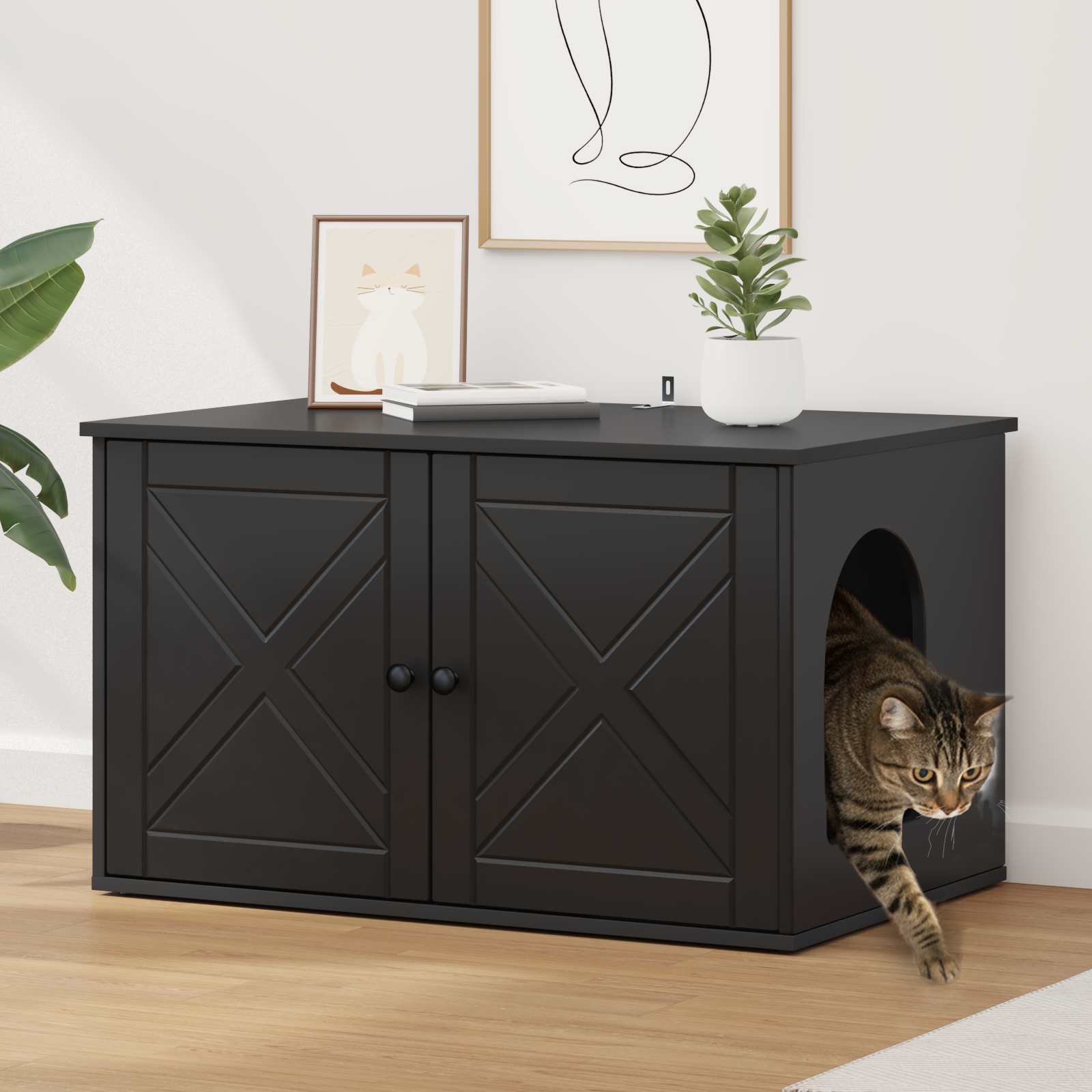Casa per Gatti Nero 85 x 55 x 50,5 cm Legno ingegnerizzato