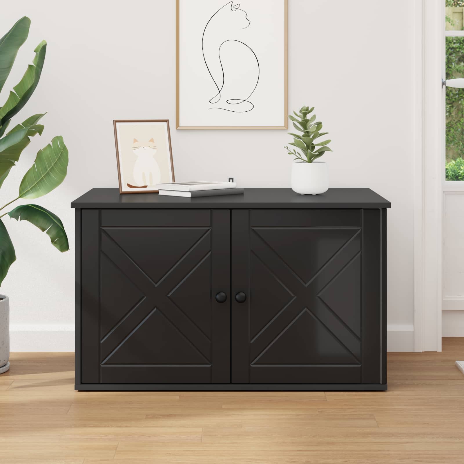 Casa per Gatti Nero 85 x 55 x 50,5 cm Legno ingegnerizzato