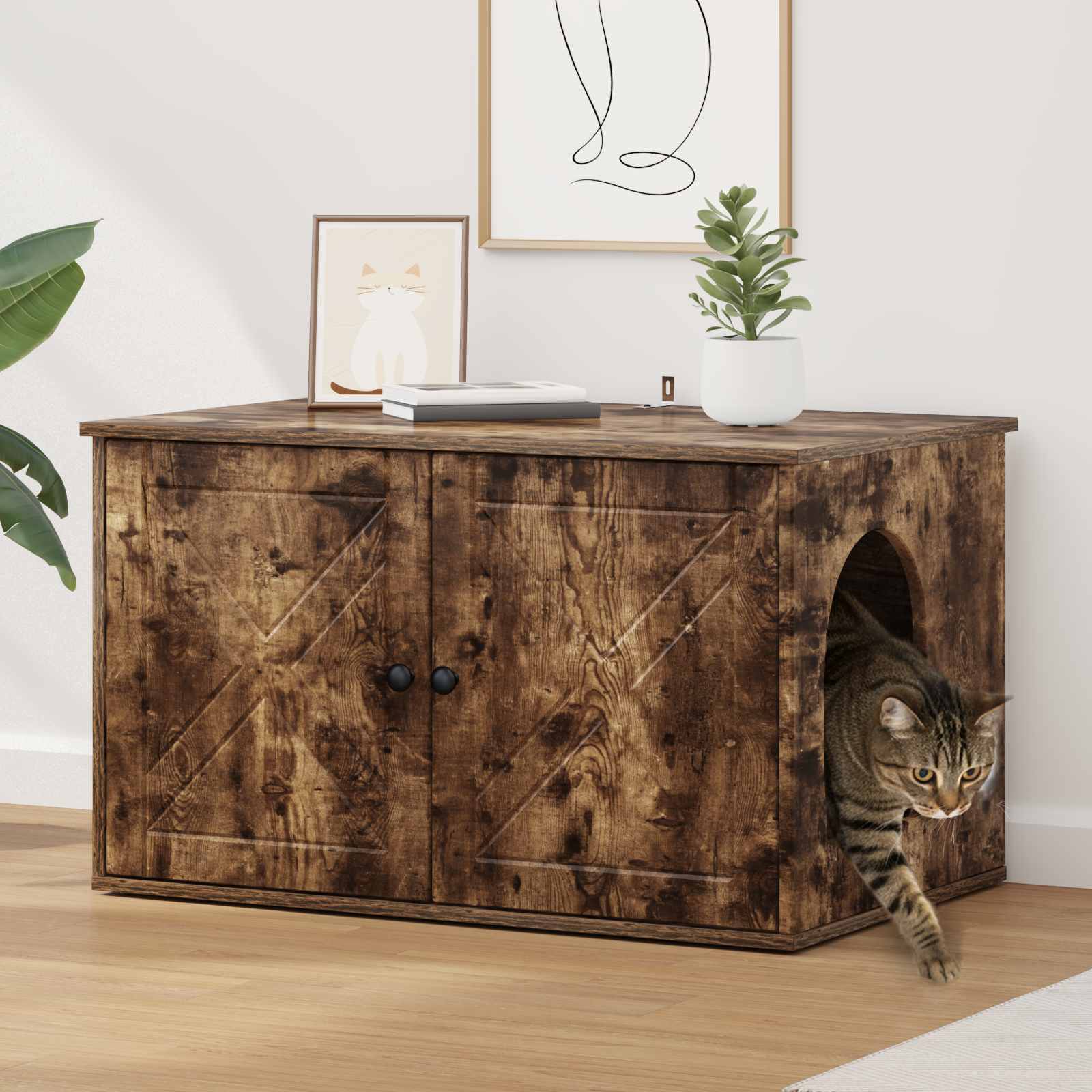 Casa per Gatti Rovere Fumo 85 x 55 x 50,5 cm