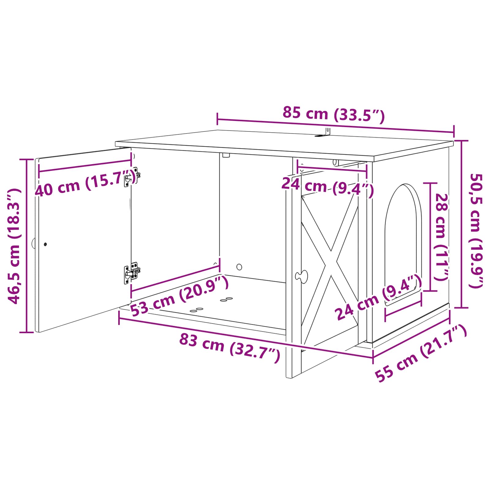 Casa per Gatti Sonoma grigio 85 x 55 x 50,5 cm