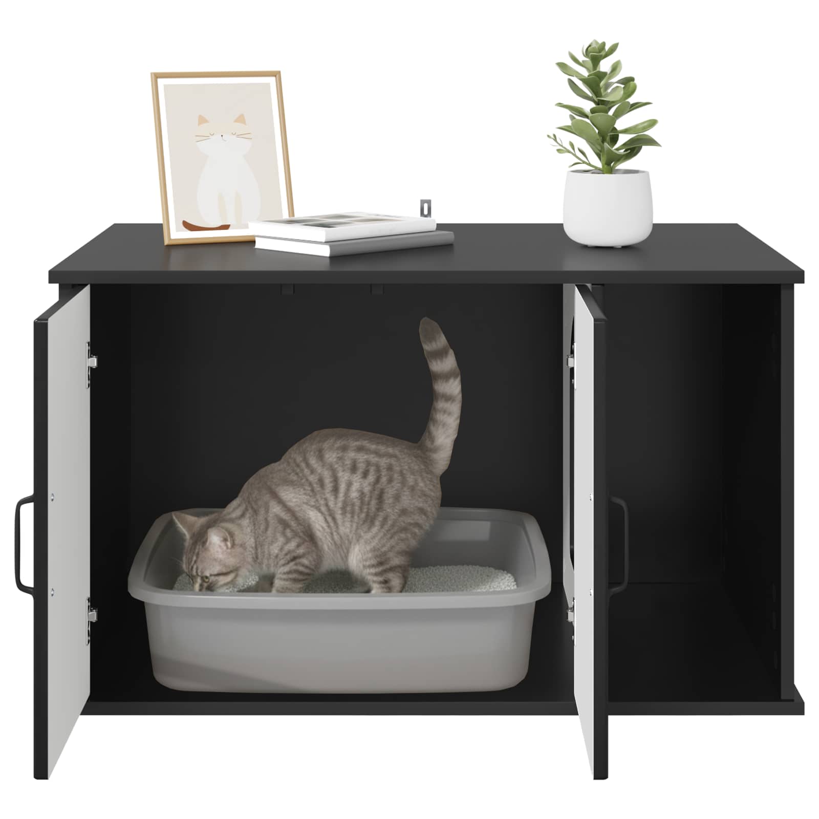 Casa per Gatti Nero 85 x 55 x 50,5 cm Legno ingegnerizzato
