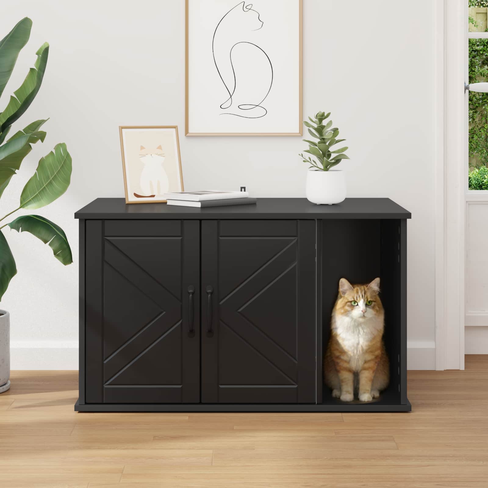 Casa per Gatti Nero 85 x 55 x 50,5 cm Legno ingegnerizzato