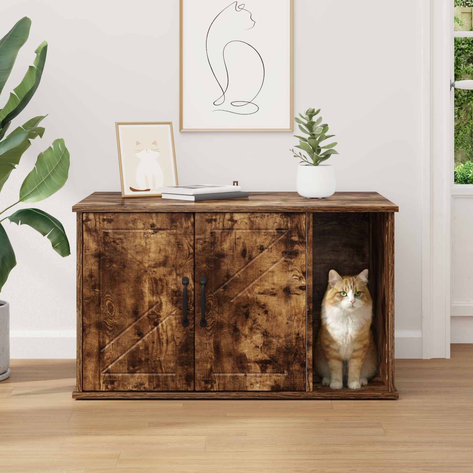 Casa per Gatti Rovere Fumo 85 x 55 x 50,5 cm