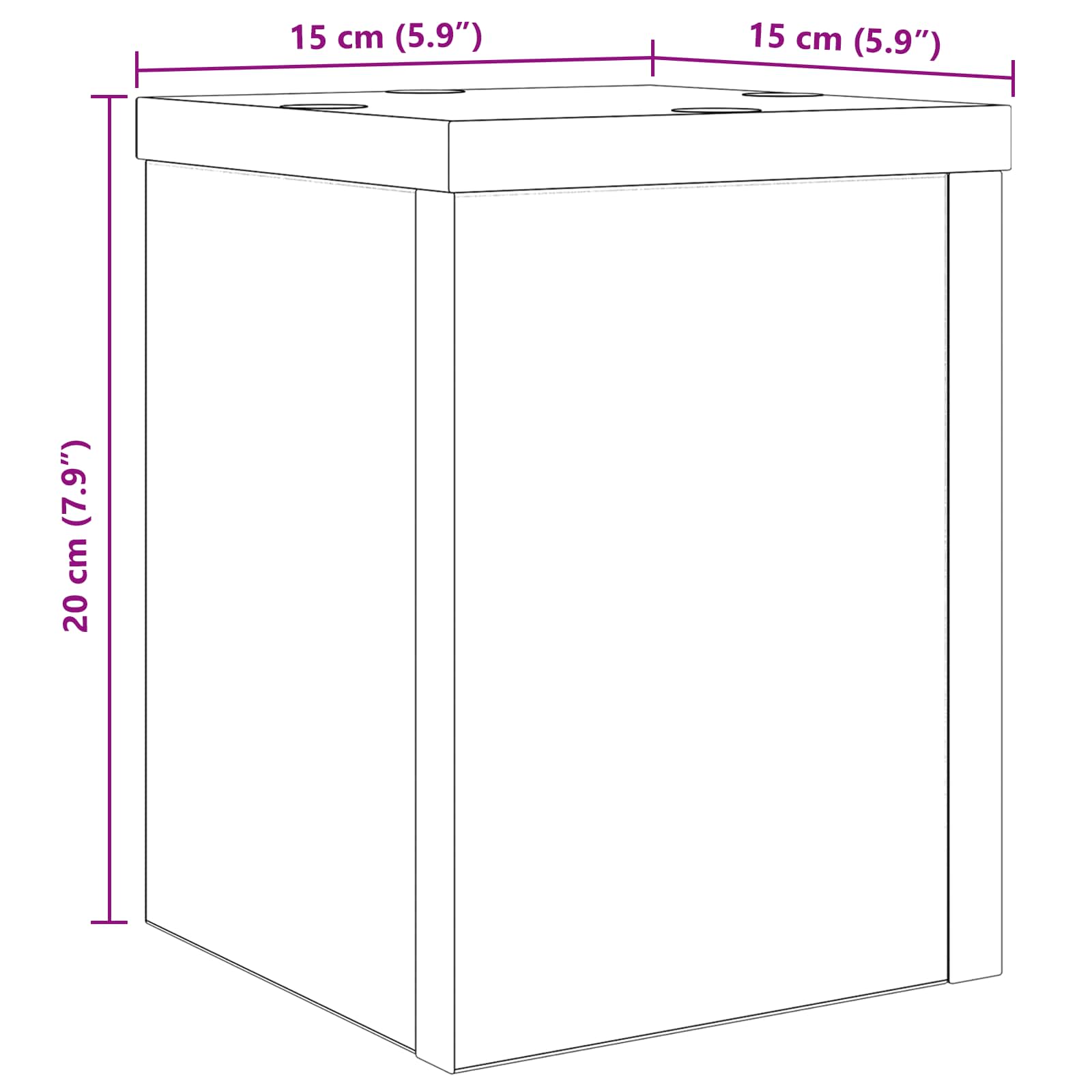 Supporto per piante 2 pz Rovere Nero 15 x 15 x 20 cm