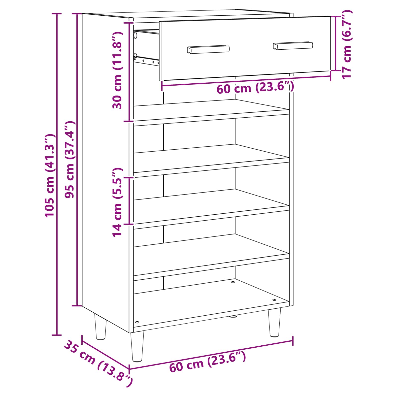 Mobile per scarpe 60 x 35 x 105 cm Legno ingegnerizzato