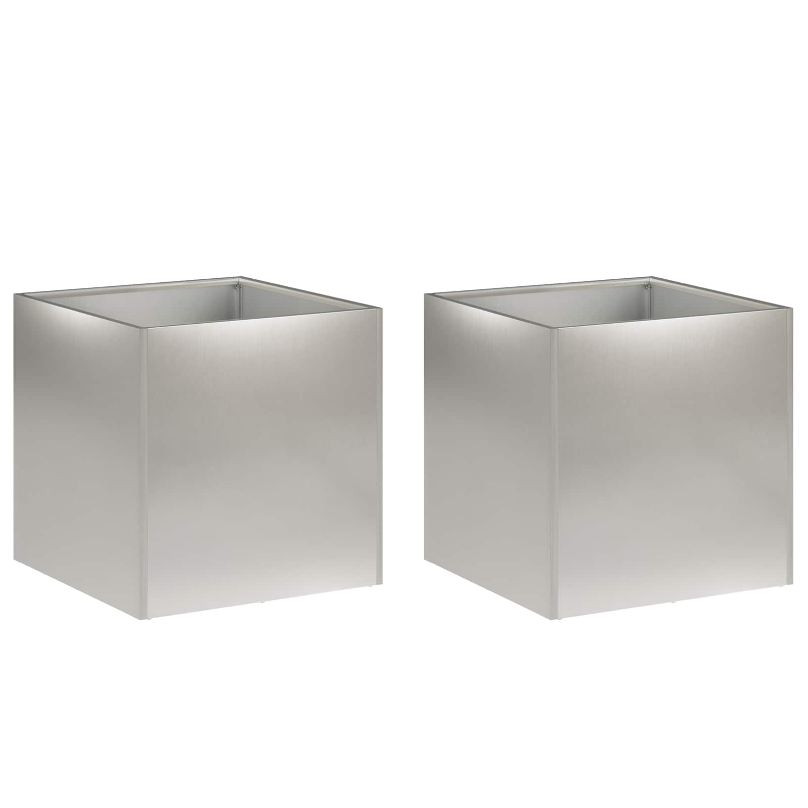 Vaso da giardino 2 pz Argento 25 x 25 x 25 cm Acciaio Inox