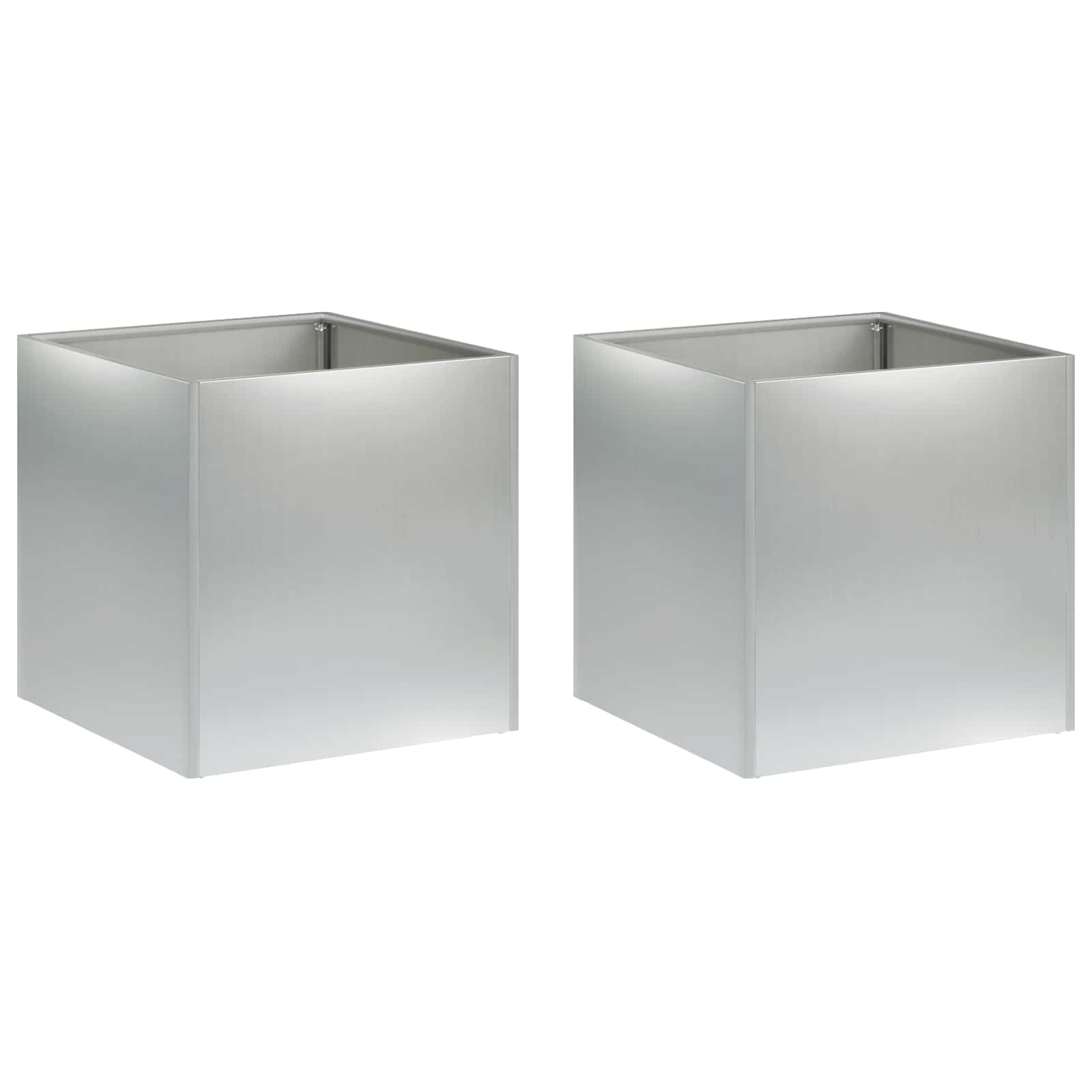 Vaso da giardino 2 pz Argento 25 x 25 x 25 cm Acciaio zincato