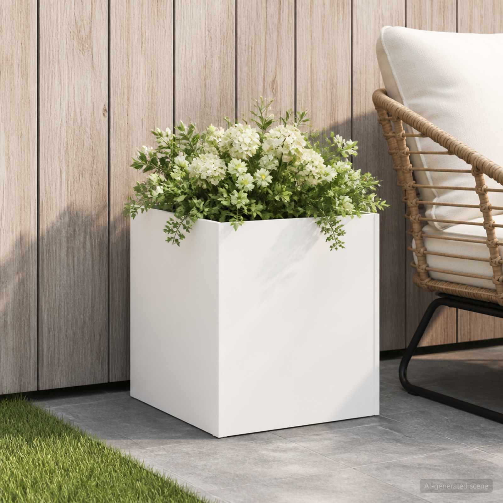 Vaso da giardino Bianco 35 x 35 x 35 cm