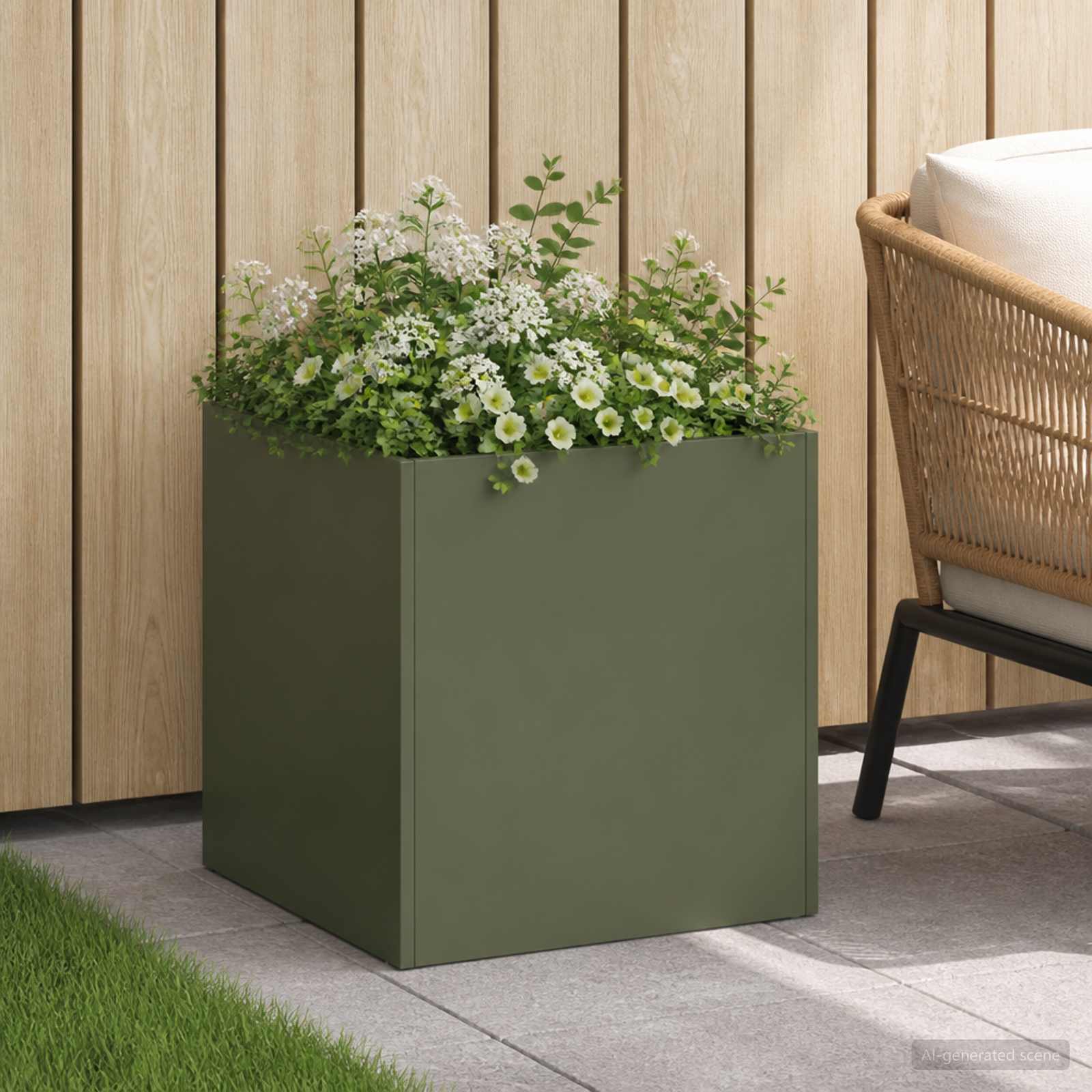 Vaso da giardino Verde Oliva 35 x 35 x 35 cm