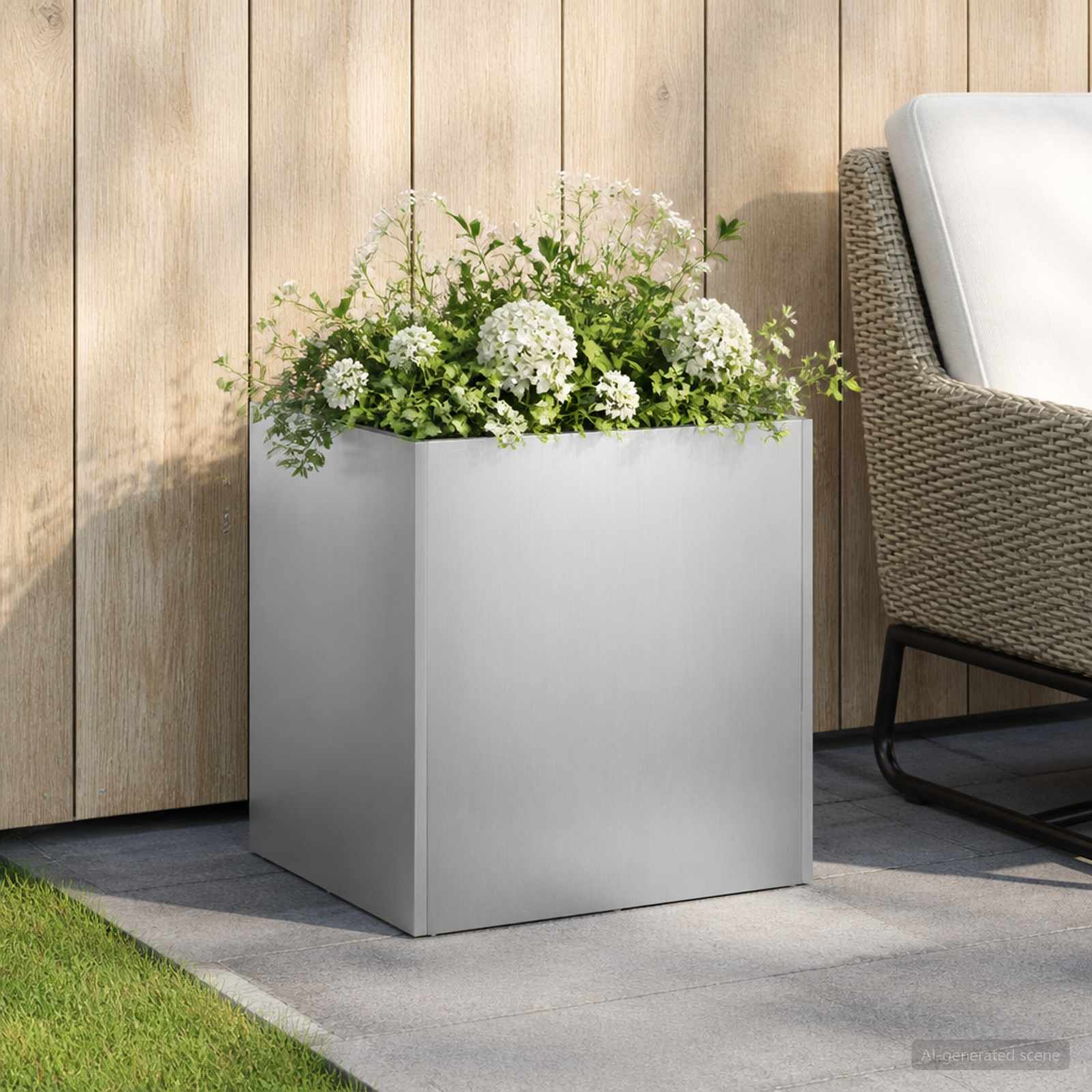 Vaso da giardino Argento 35 x 35 x 35 cm Acciaio Inox