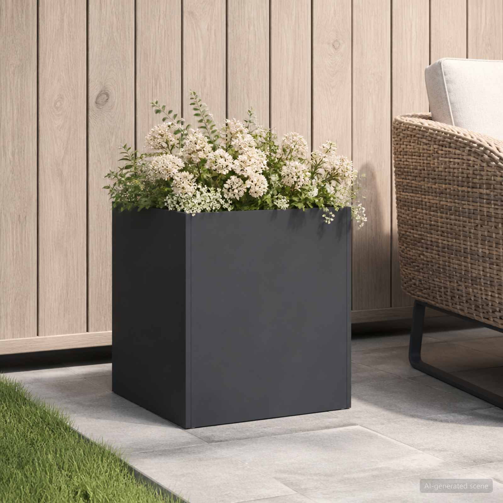 Vaso da giardino Nero 45 x 45 x 45 cm Acciaio laminato a freddo