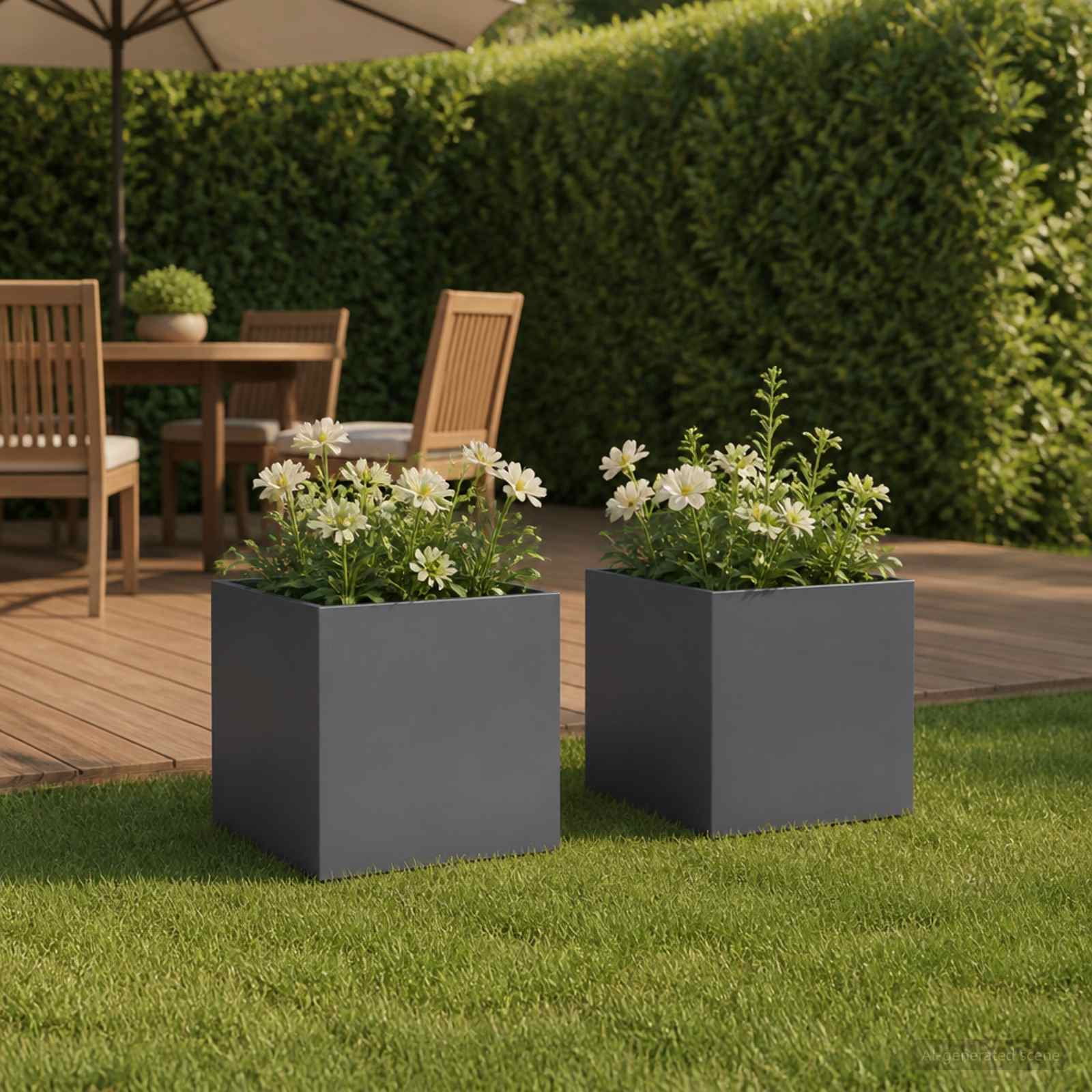 Vaso da giardino 2 pz Antracite 45 x 45 x 45 cm
