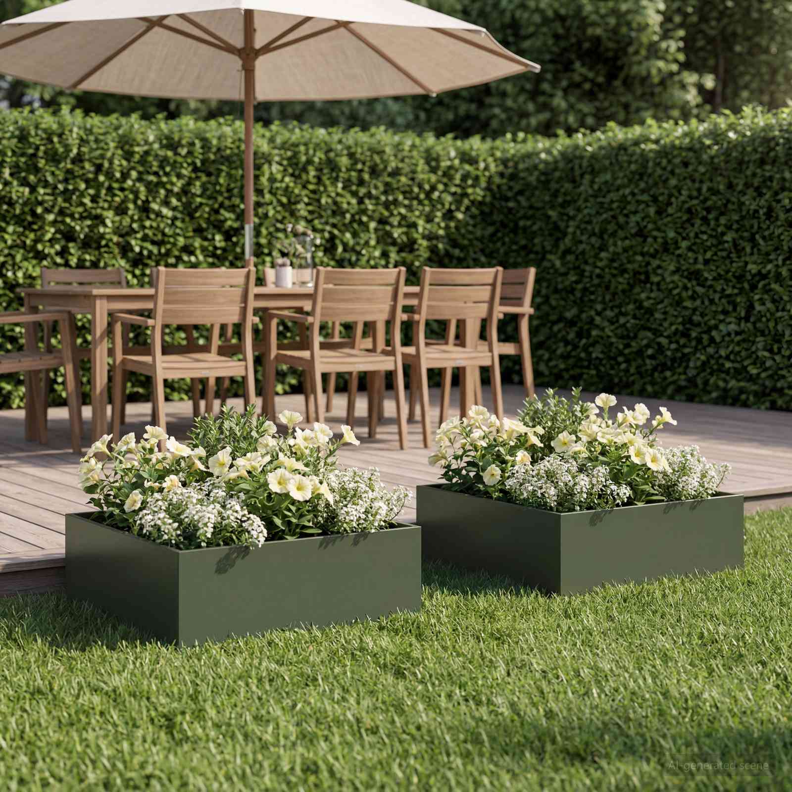 Vaso da giardino 2 pz Verde Oliva 40 x 40 x 20 cm