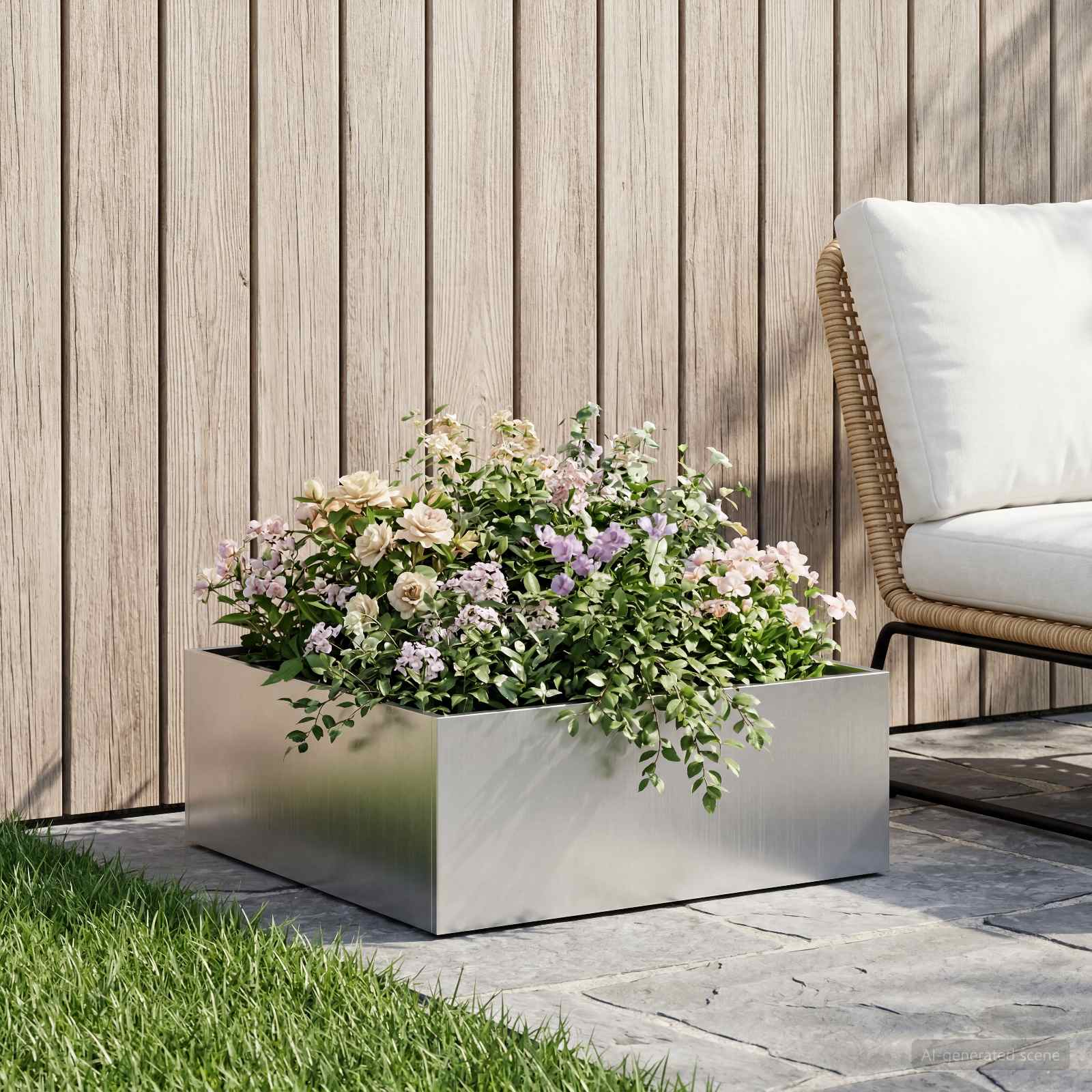 Vaso da giardino Argento 40 x 40 x 20 cm Acciaio Inox