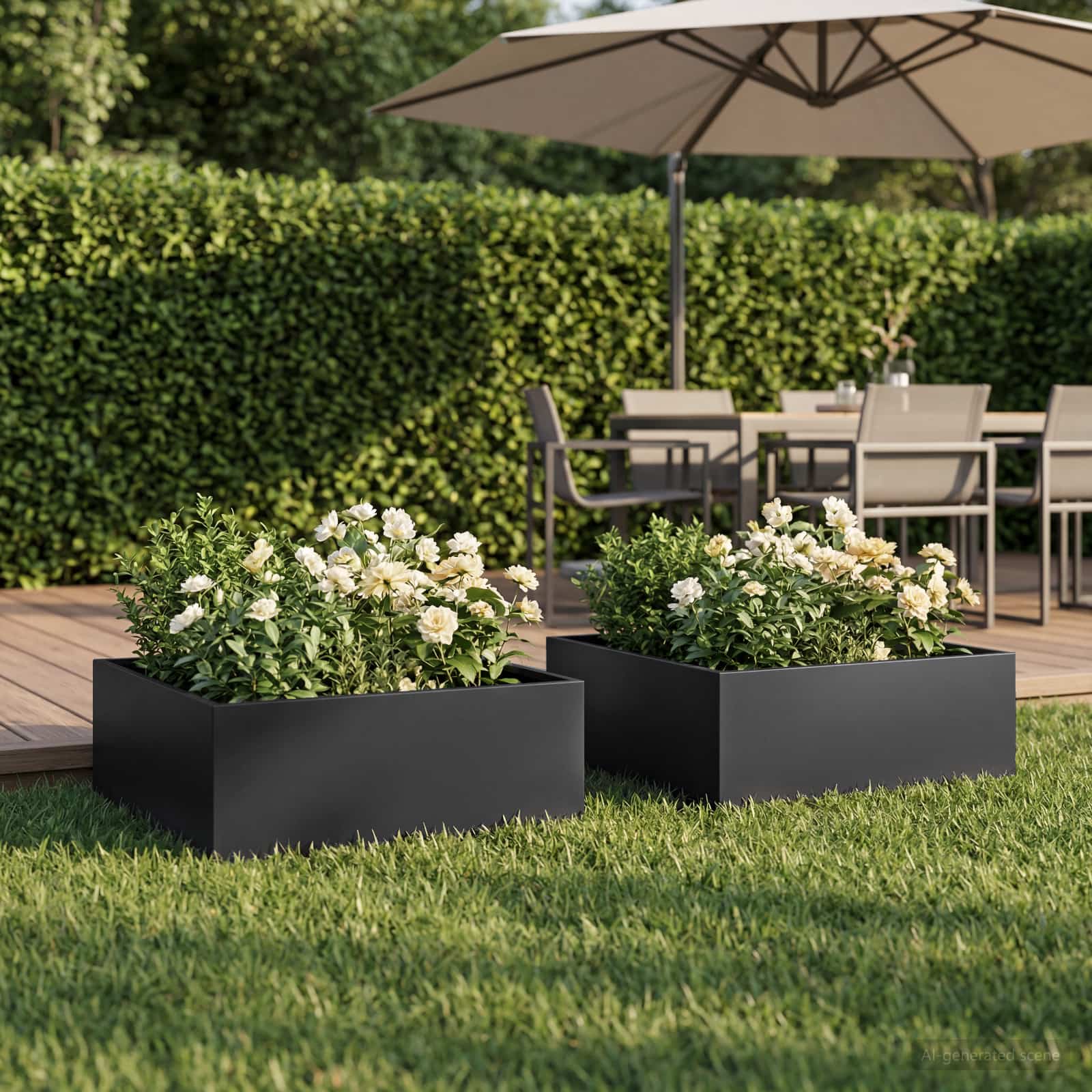 Vaso da giardino 2 pz Nero 60 x 60 x 20 cm