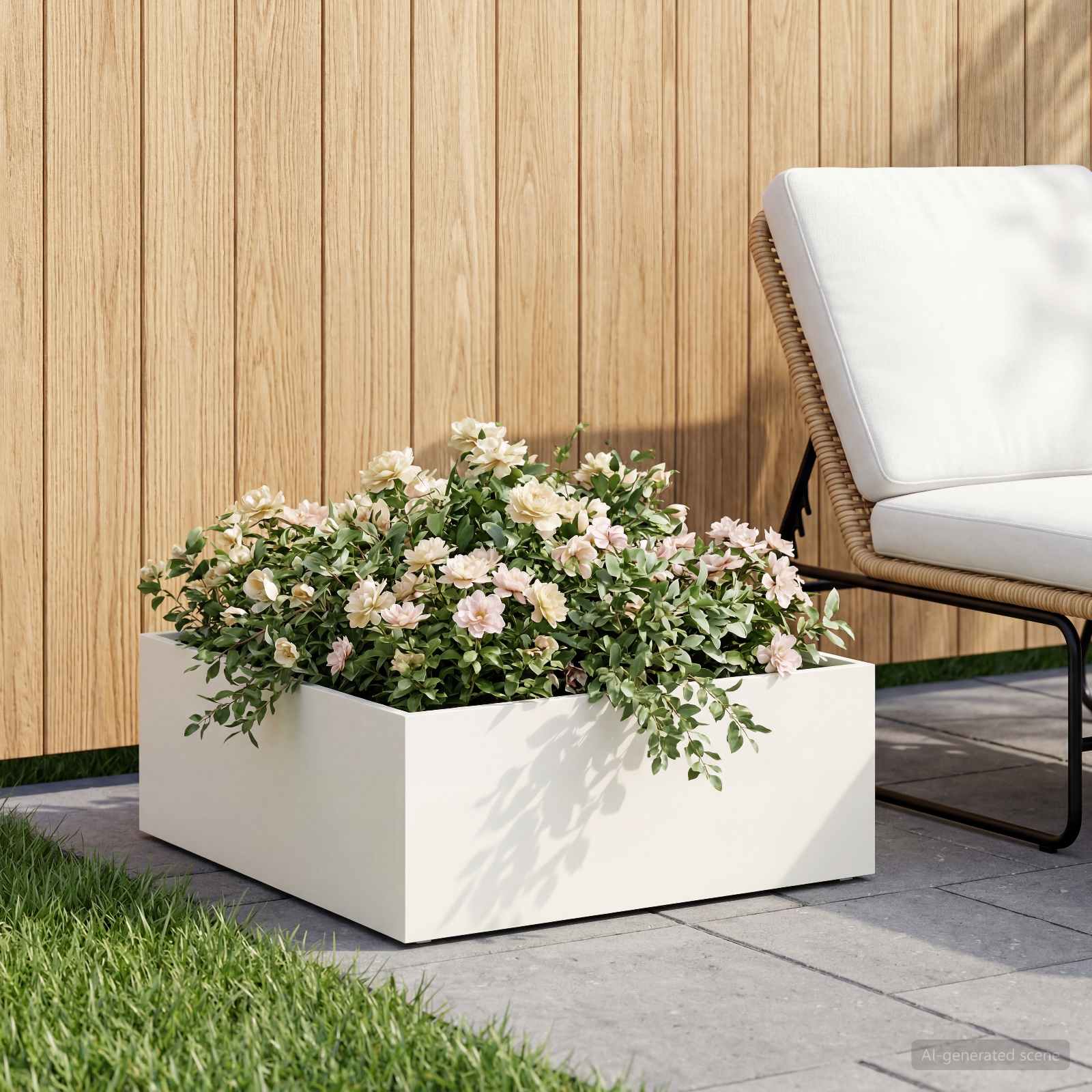 Vaso da giardino Bianco 60 x 60 x 20 cm