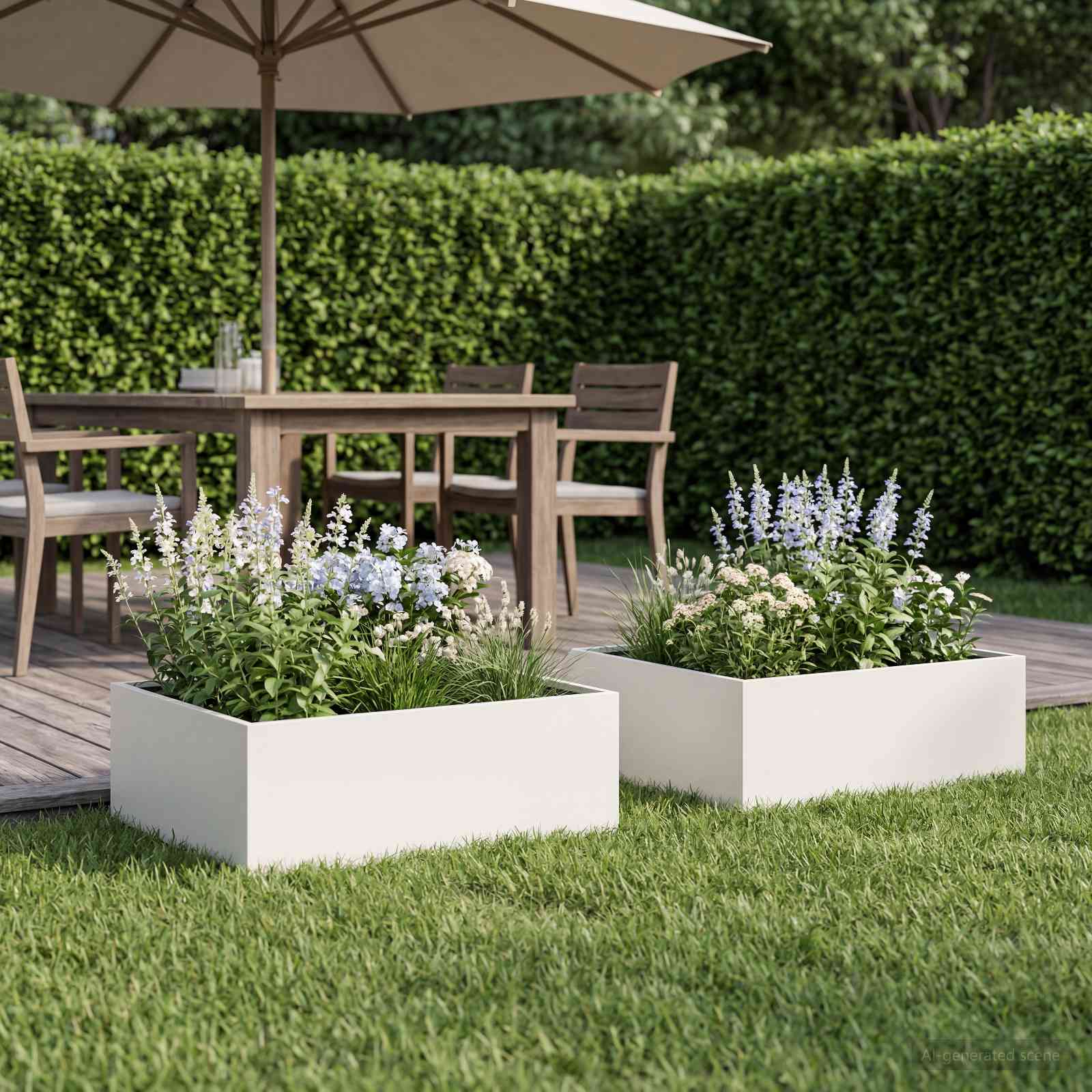 Vaso da giardino 2 pz Bianco 60 x 60 x 20 cm