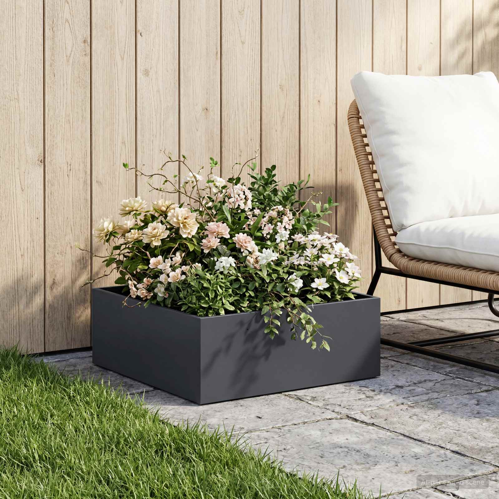 Vaso da giardino Antracite 60 x 60 x 20 cm