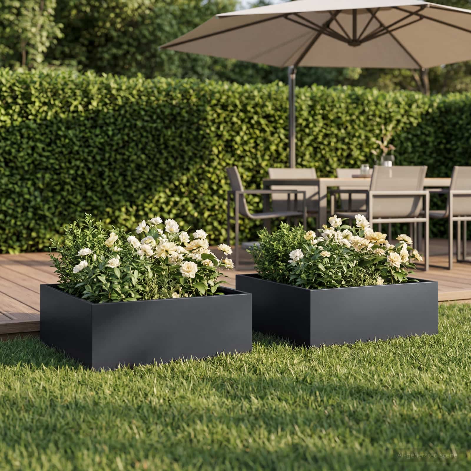 Vaso da giardino 2 pz Antracite 60 x 60 x 20 cm