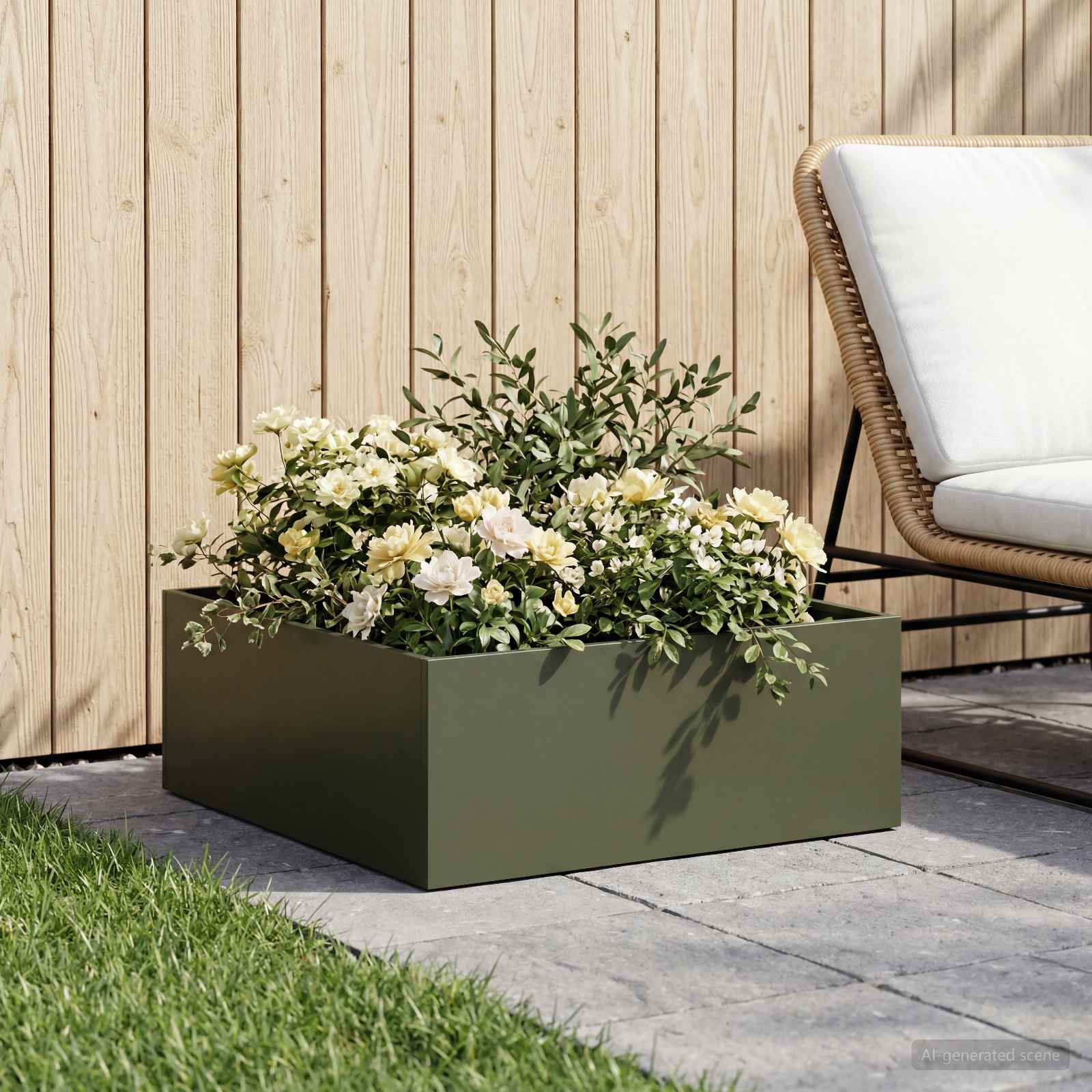 Vaso da giardino Verde Oliva 60 x 60 x 20 cm