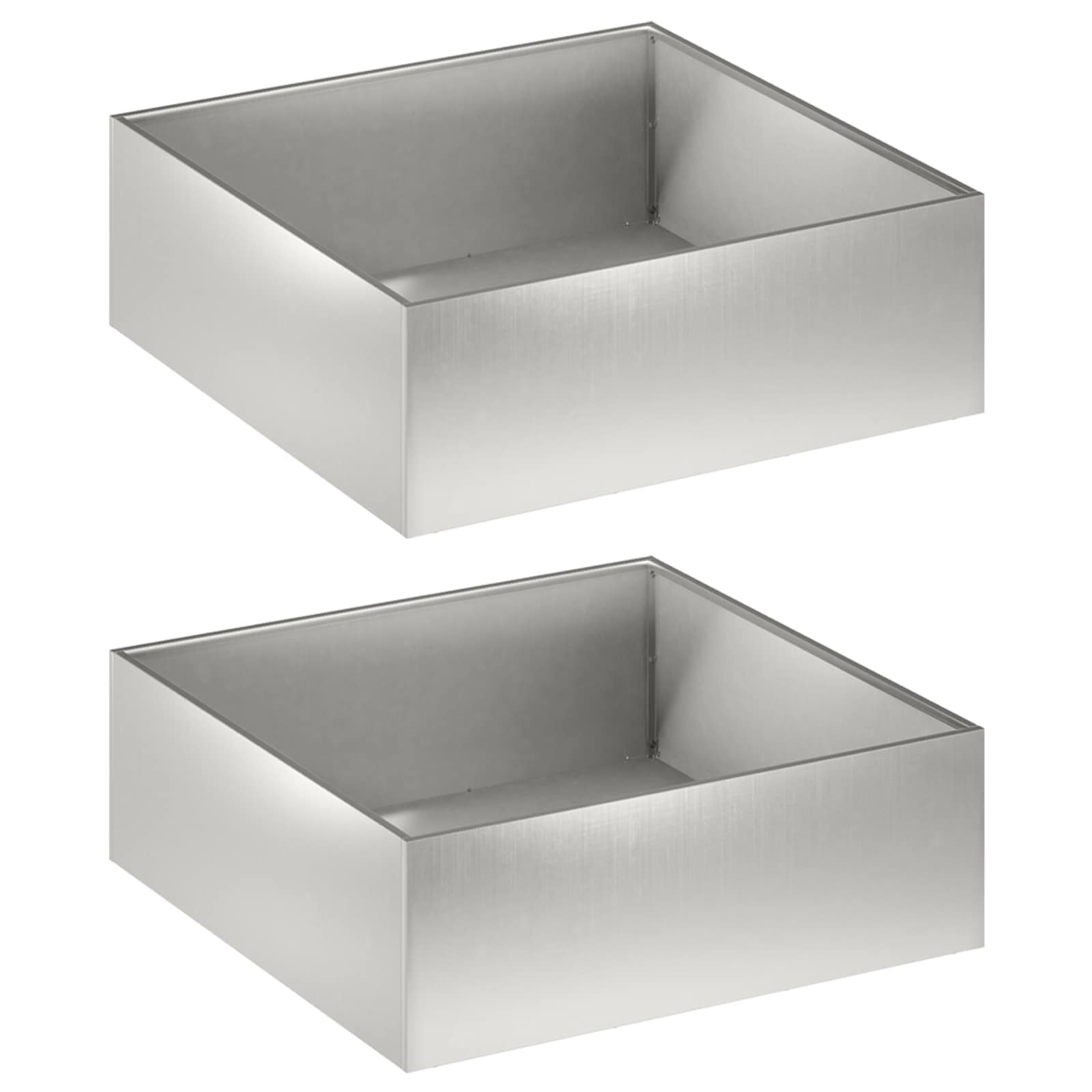 Vaso da giardino 2 pz Argento 60 x 60 x 20 cm Acciaio Inox