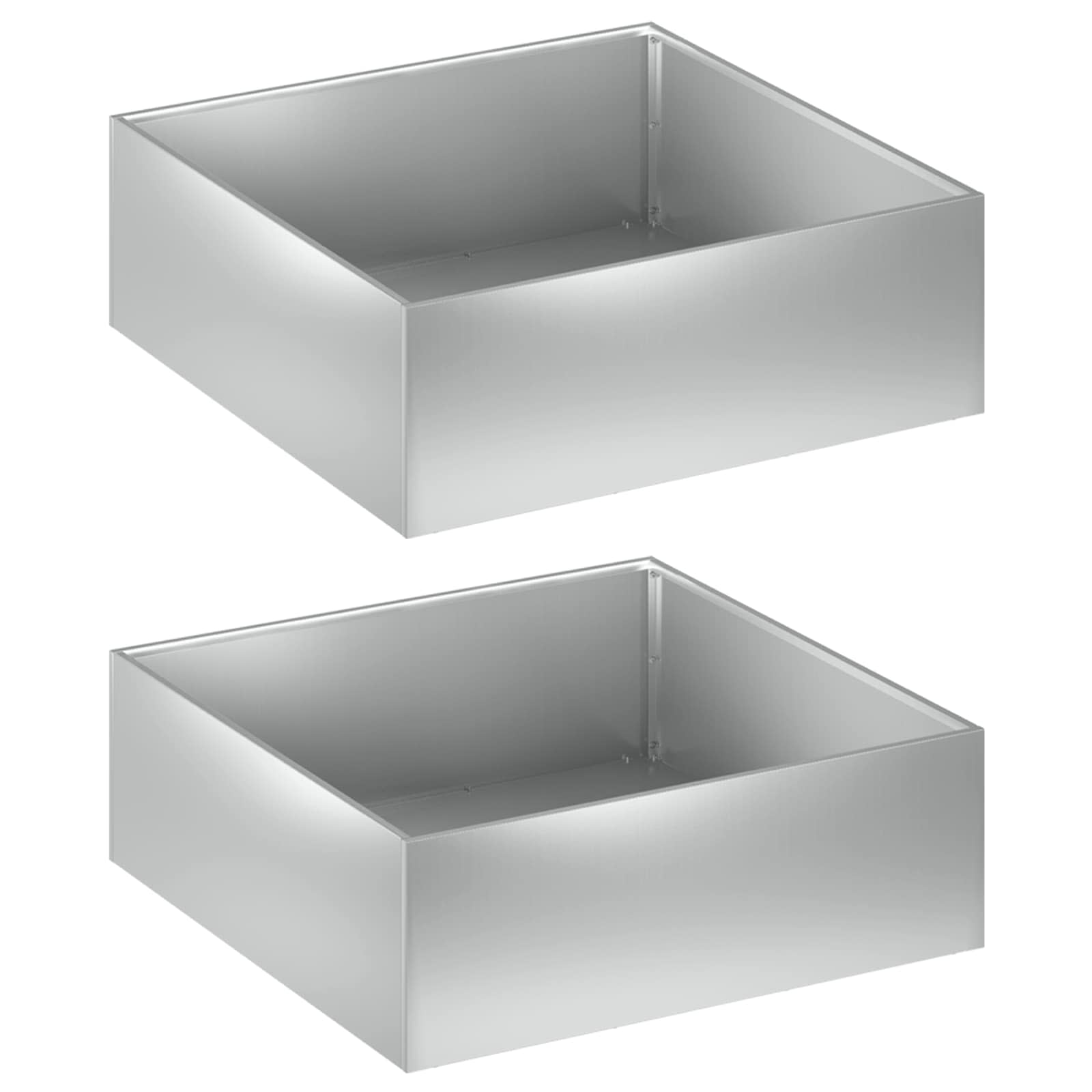 Vaso da giardino 2 pz Argento 60 x 60 x 20 cm Acciaio zincato