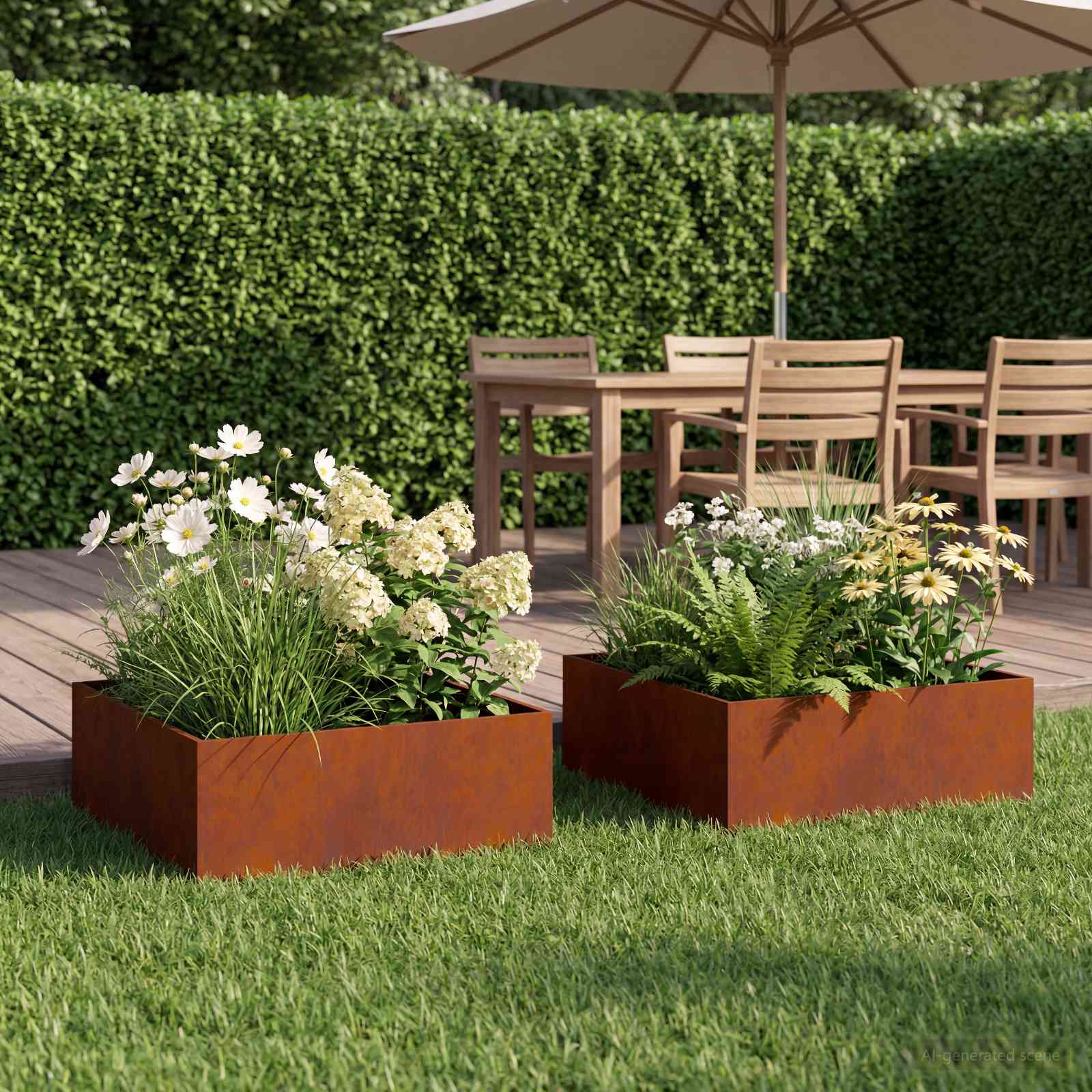 Vaso da giardino 2 pz Ruggine 60 x 60 x 20 cm Acciaio Corten