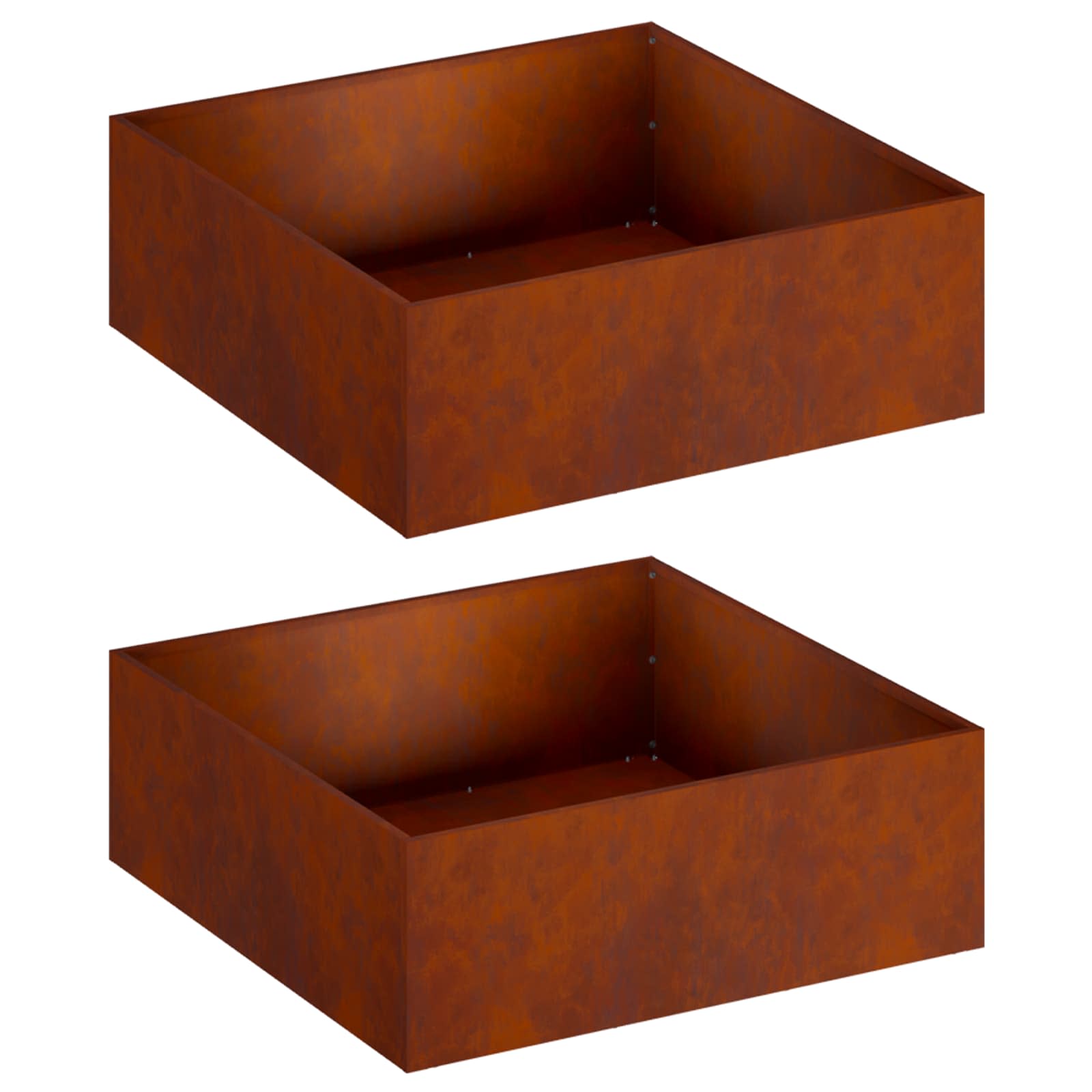 Vaso da giardino 2 pz Ruggine 60 x 60 x 20 cm Acciaio Corten
