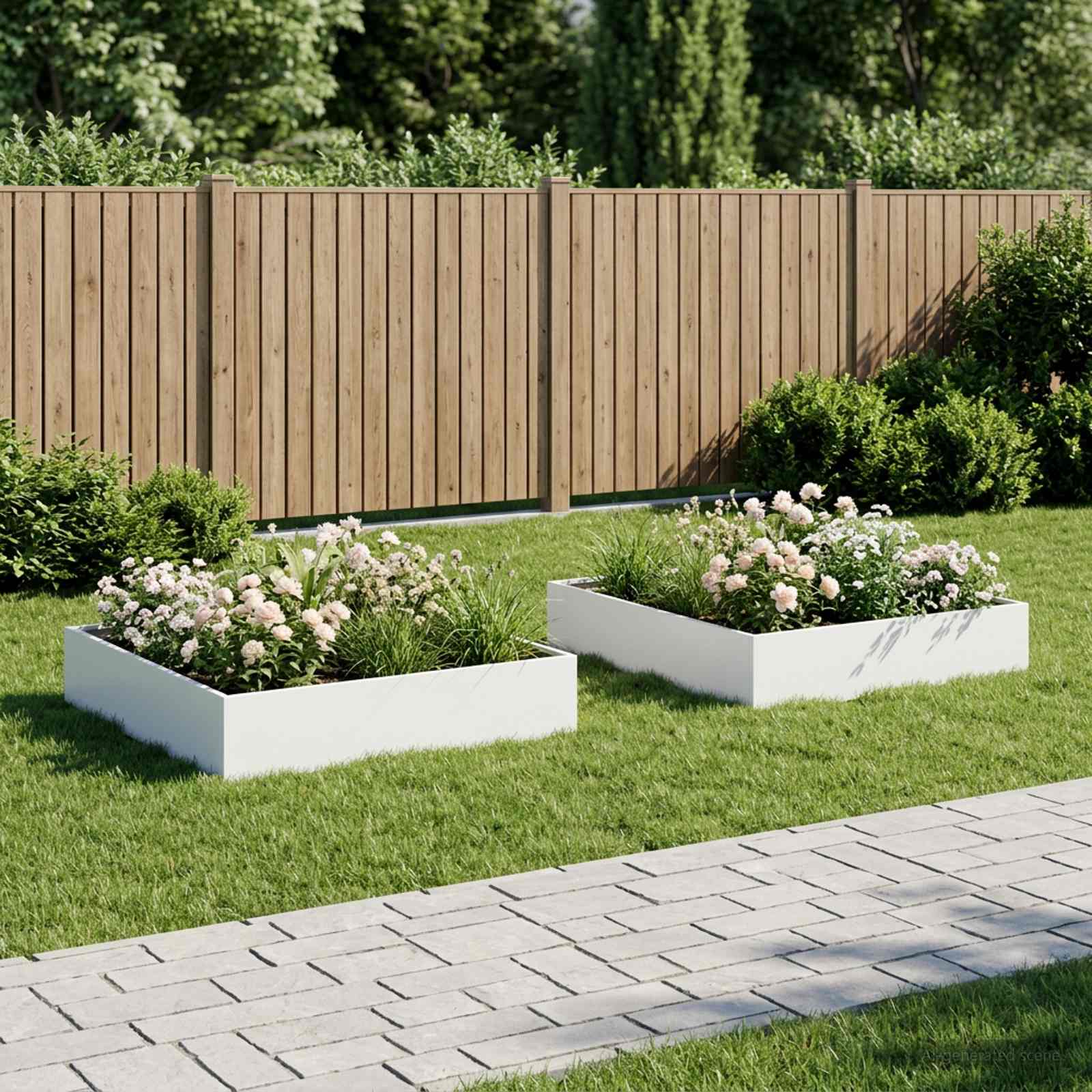 Vaso da giardino 2 pz Bianco 80 x 80 x 20 cm