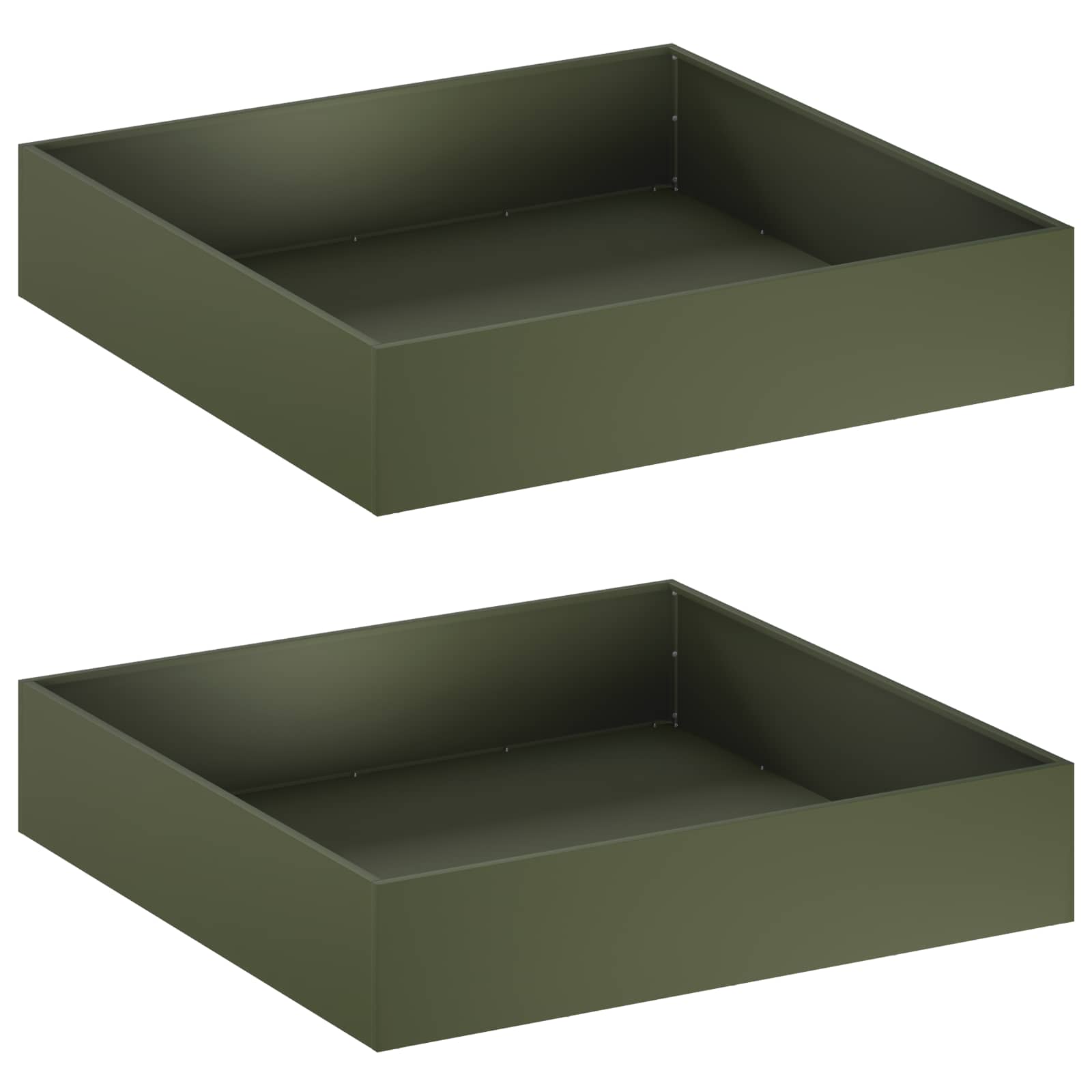 Vaso da giardino 2 pz Verde Oliva 80 x 80 x 20 cm