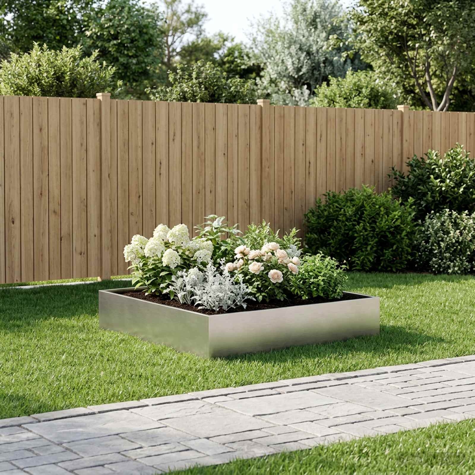 Vaso da giardino Argento 80 x 80 x 20 cm Acciaio Inox
