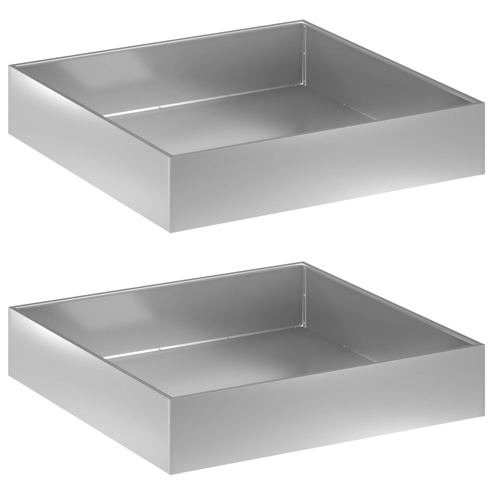 Vaso da giardino 2 pz Argento 80 x 80 x 20 cm Acciaio zincato