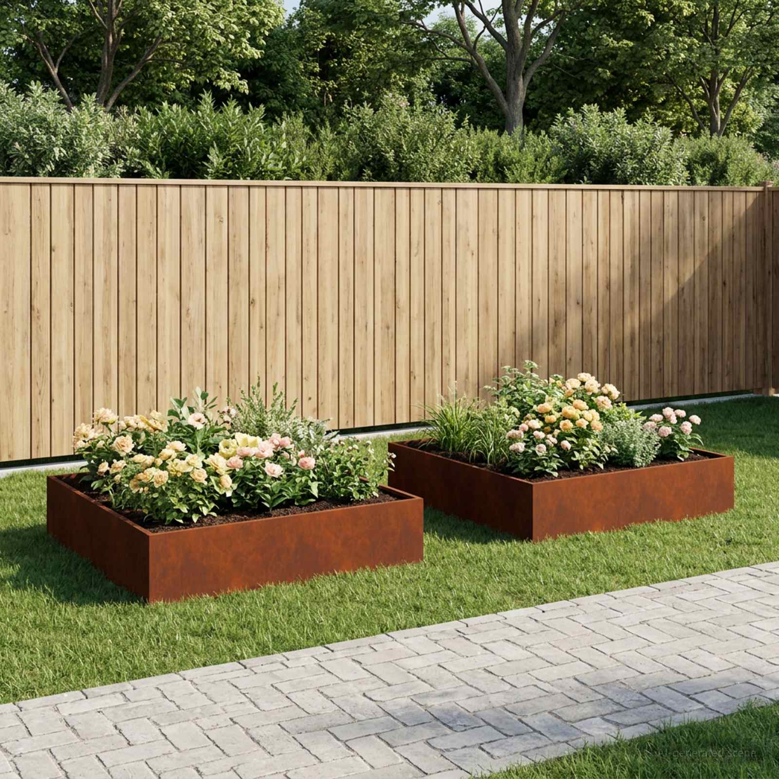 Vaso da giardino 2 pz Ruggine 80 x 80 x 20 cm Acciaio Corten