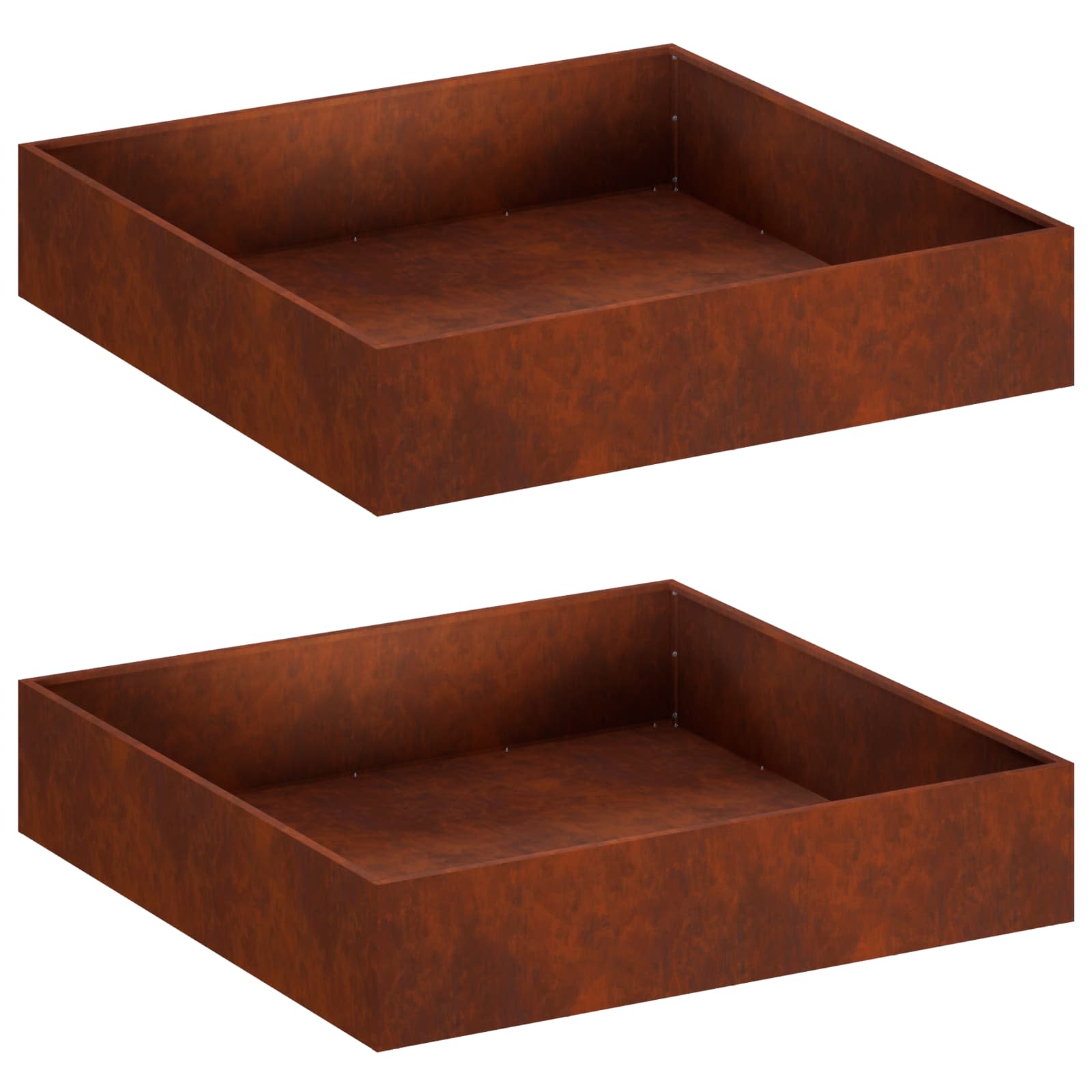 Vaso da giardino 2 pz Ruggine 80 x 80 x 20 cm Acciaio Corten