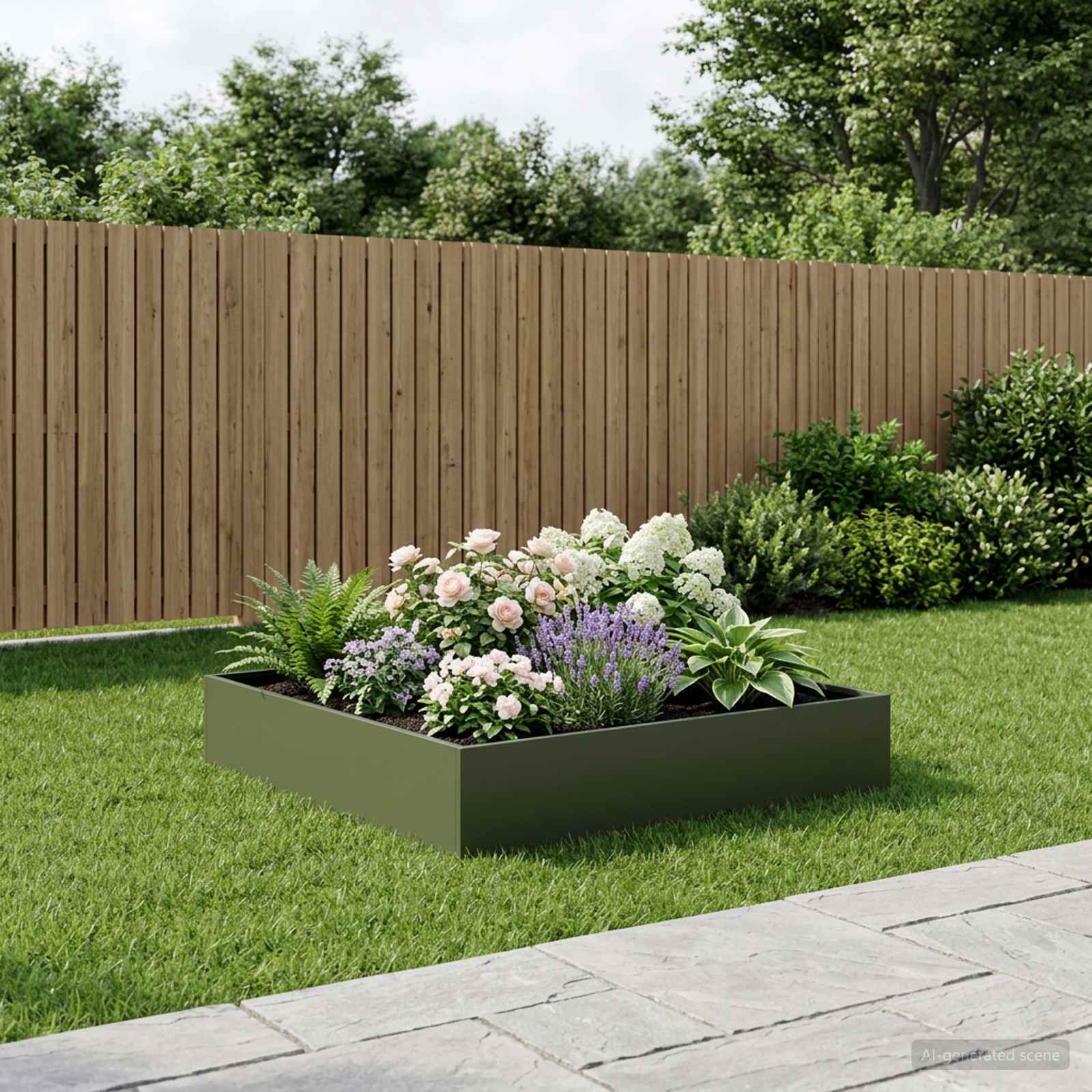 Vaso da giardino Verde Oliva 100 x 100 x 20 cm