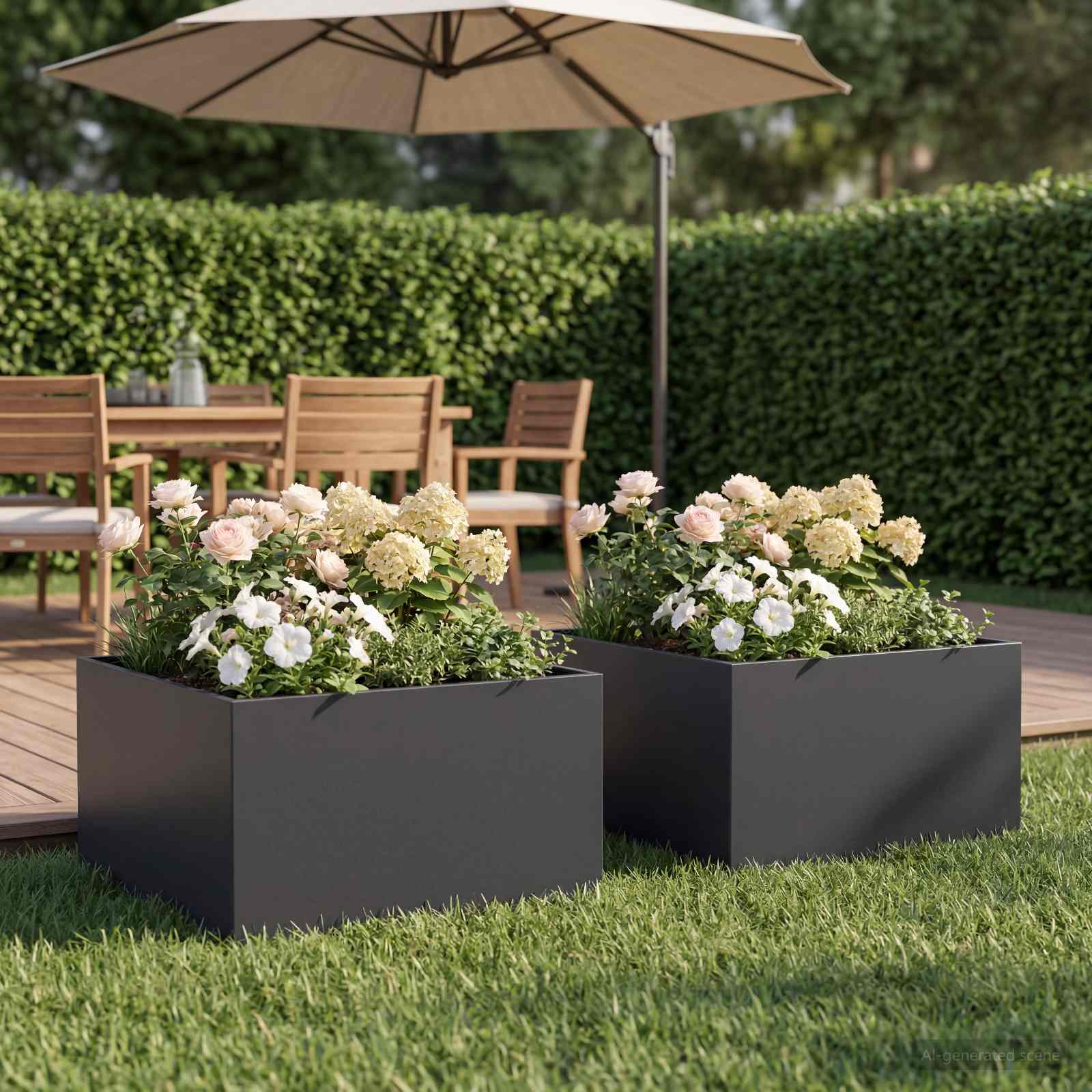 Vaso da giardino 2 pz Nero 40 x 40 x 30 cm