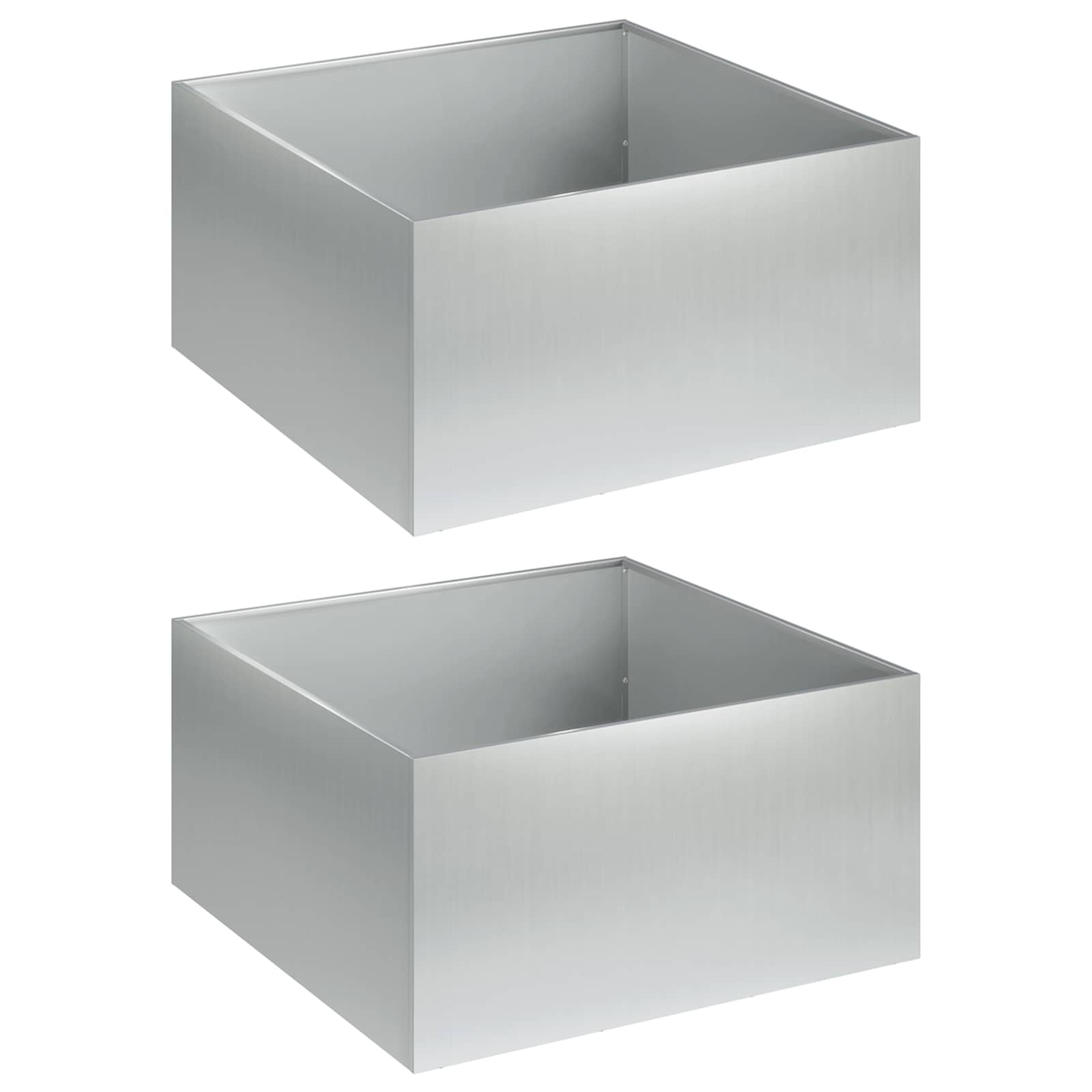 Vaso da giardino 2 pz Argento 40 x 40 x 30 cm Acciaio zincato