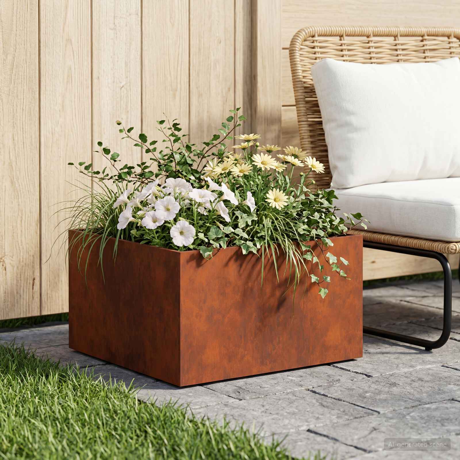 Vaso da giardino Ruggine 40 x 40 x 30 cm Acciaio Corten
