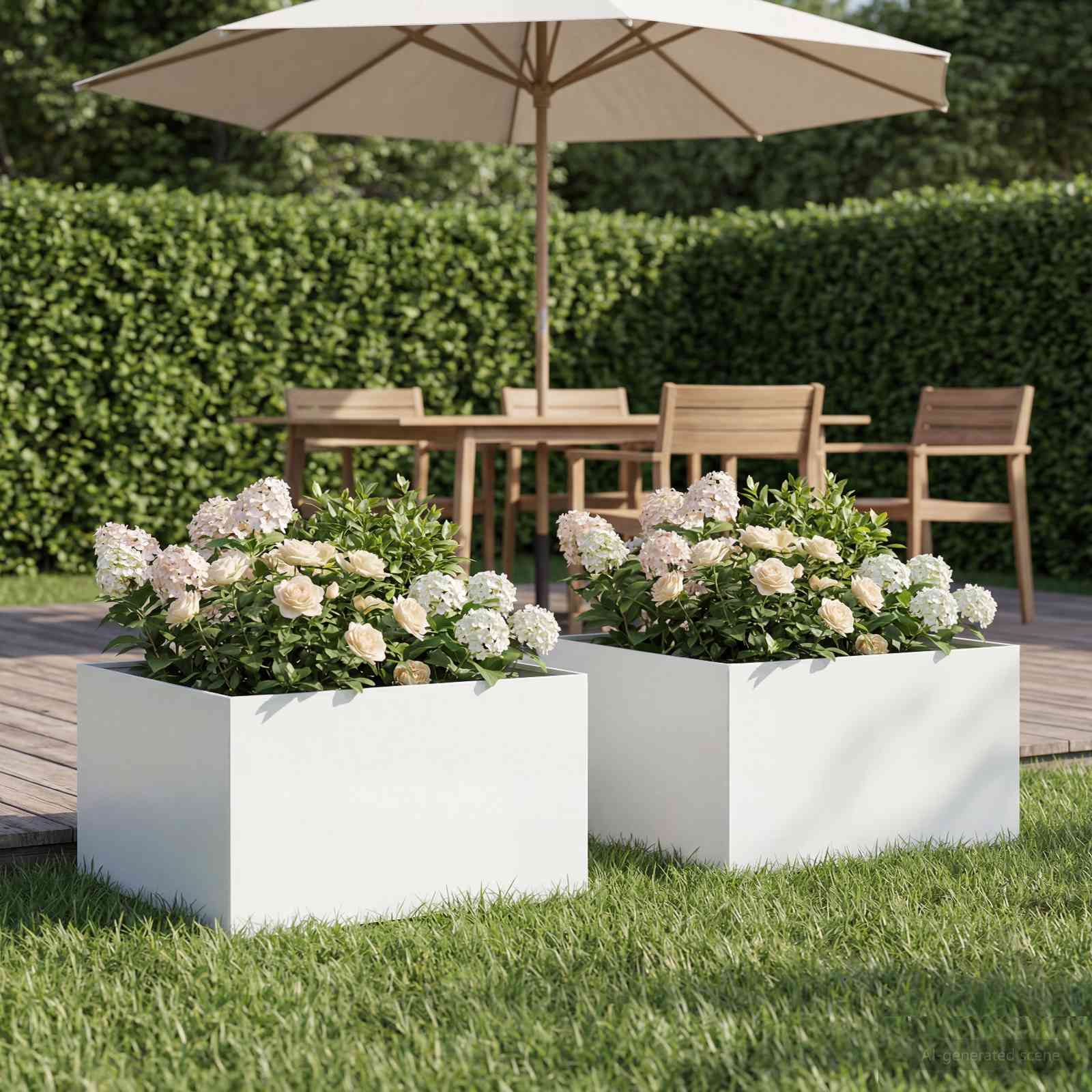 Vaso da giardino 2 pz Bianco 60 x 60 x 30 cm