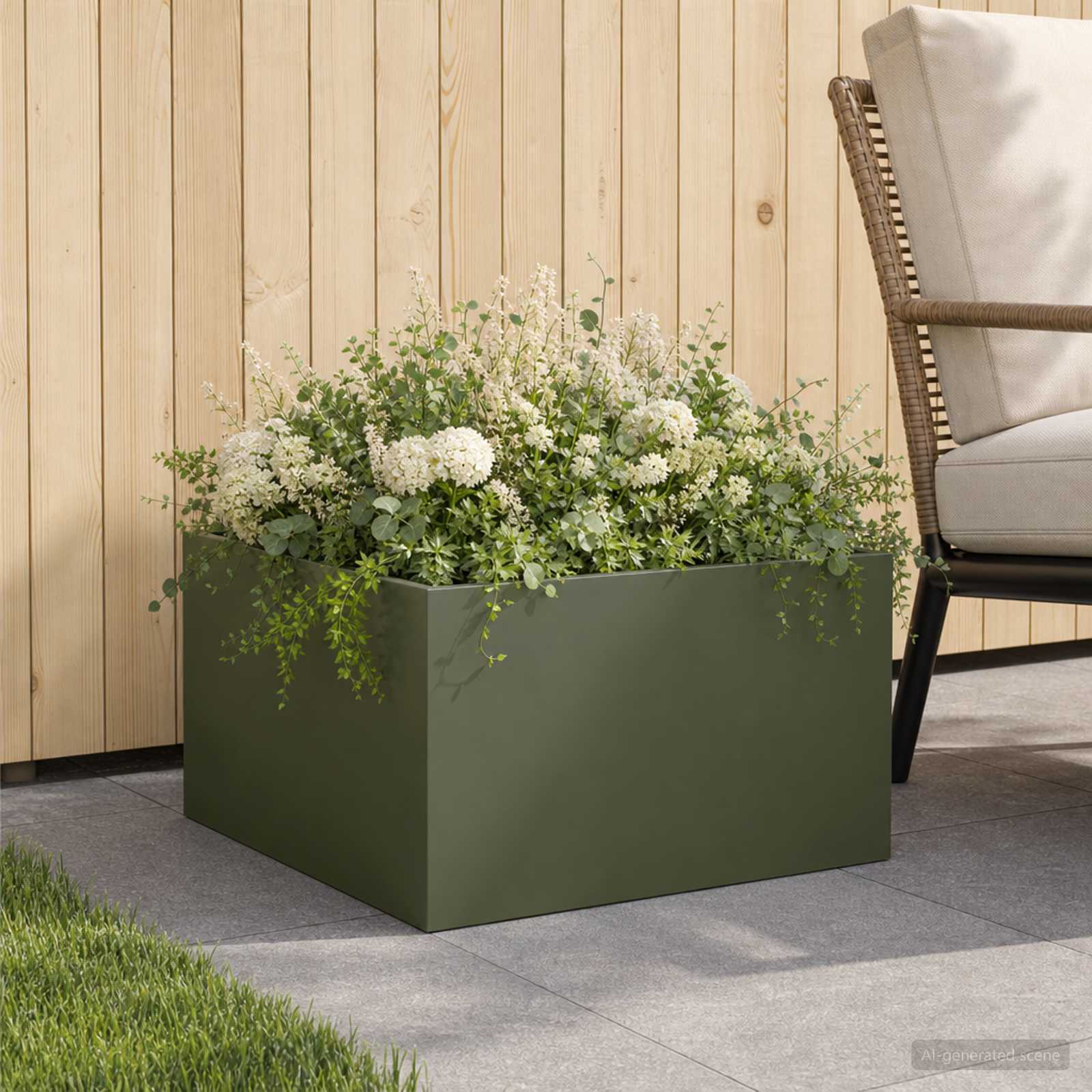 Vaso da giardino Verde Oliva 60 x 60 x 30 cm