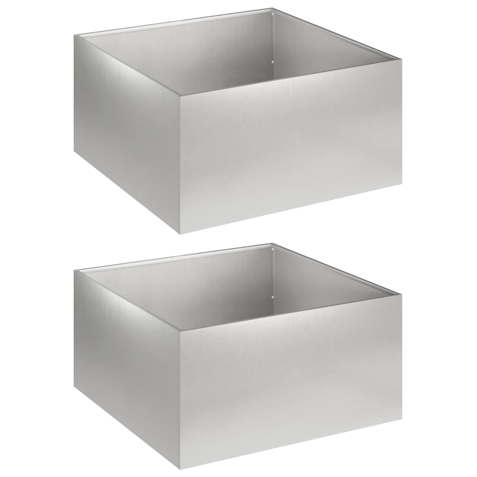 Vaso da giardino 2 pz Argento 60 x 60 x 30 cm Acciaio Inox
