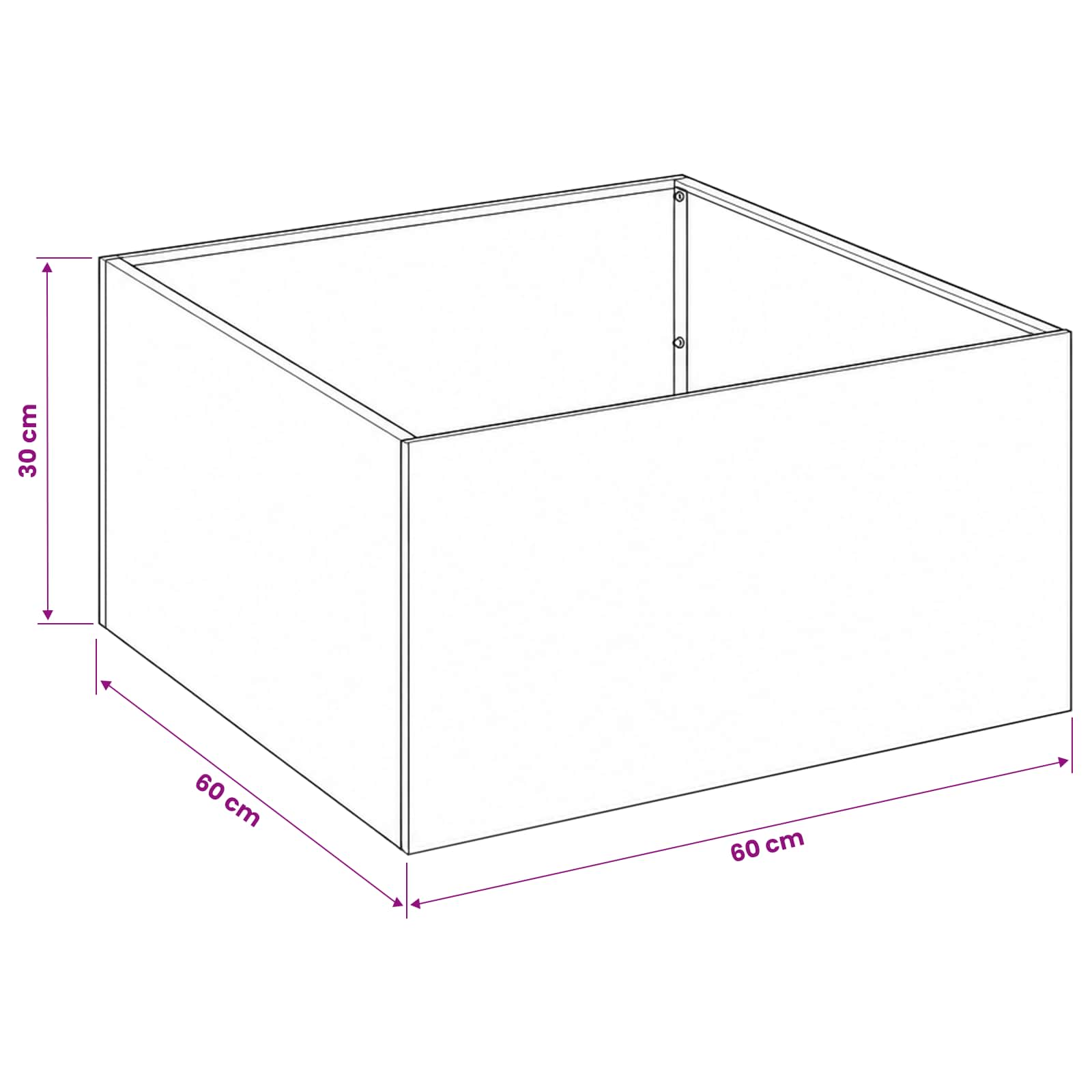Vaso da giardino Argento 60 x 60 x 30 cm Acciaio zincato