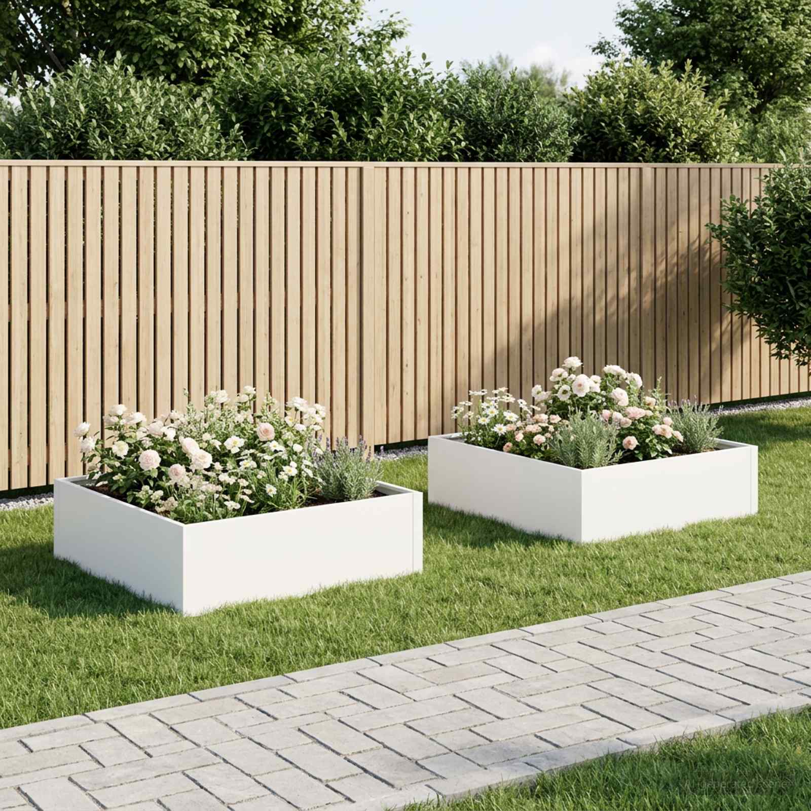 Vaso da giardino 2 pz Bianco 80 x 80 x 30 cm