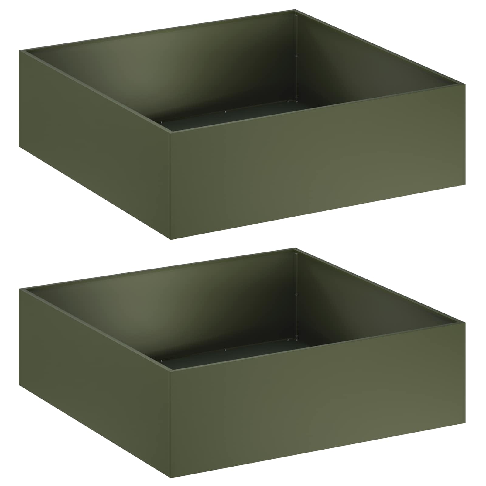 Vaso da giardino 2 pz Verde Oliva 80 x 80 x 30 cm