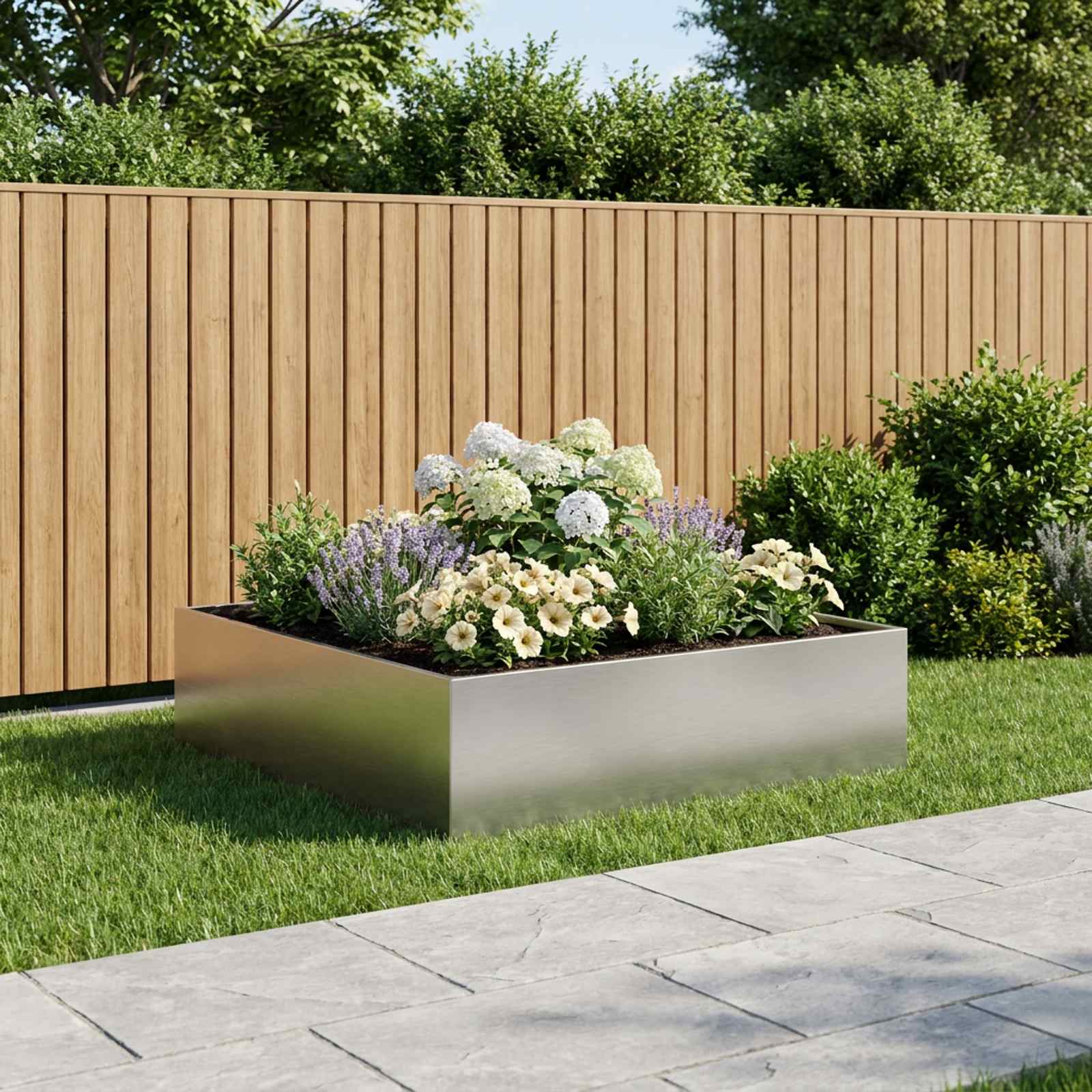 Vaso da giardino Argento 80 x 80 x 30 cm Acciaio Inox