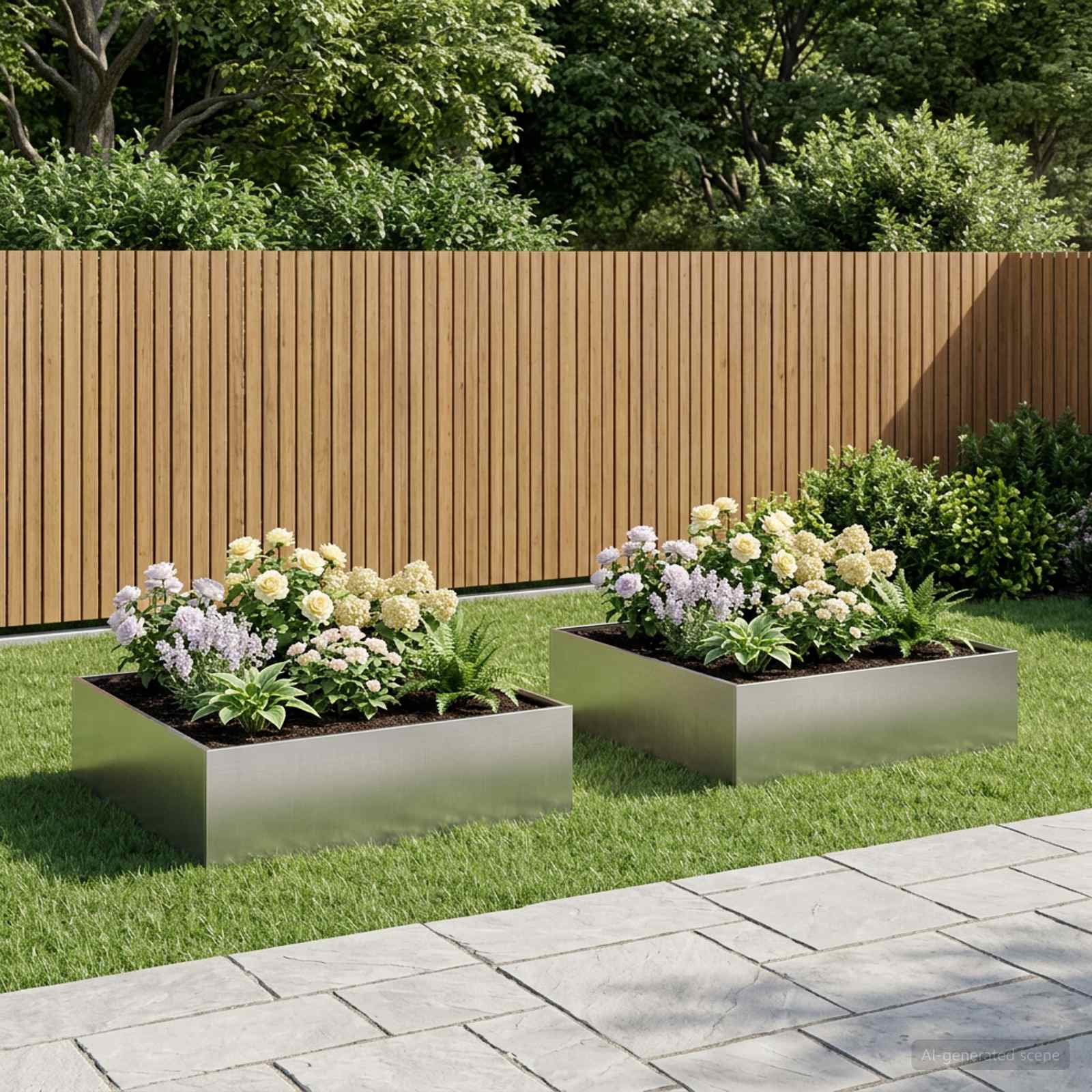 Vaso da giardino 2 pz Argento 80 x 80 x 30 cm Acciaio Inox