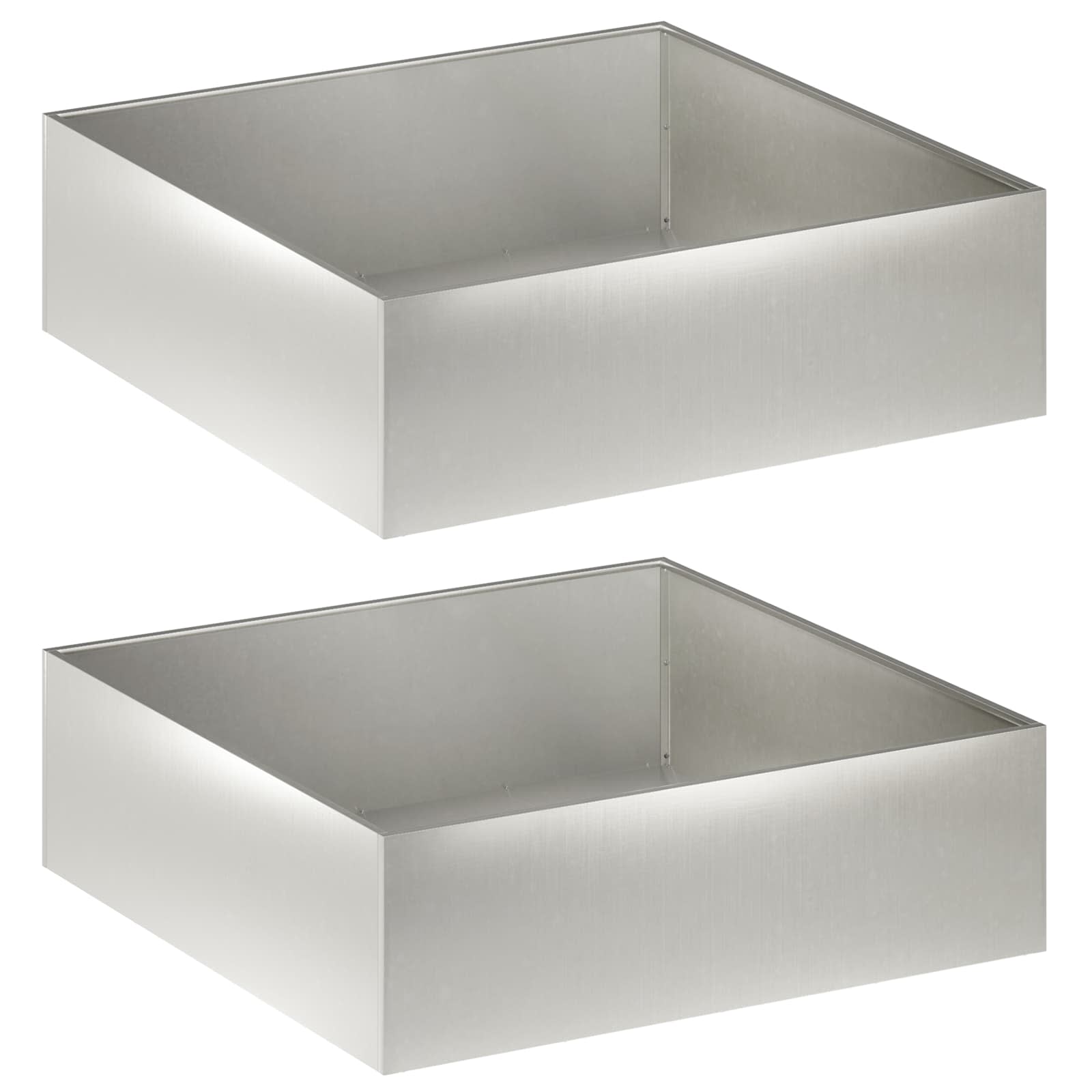 Vaso da giardino 2 pz Argento 80 x 80 x 30 cm Acciaio Inox